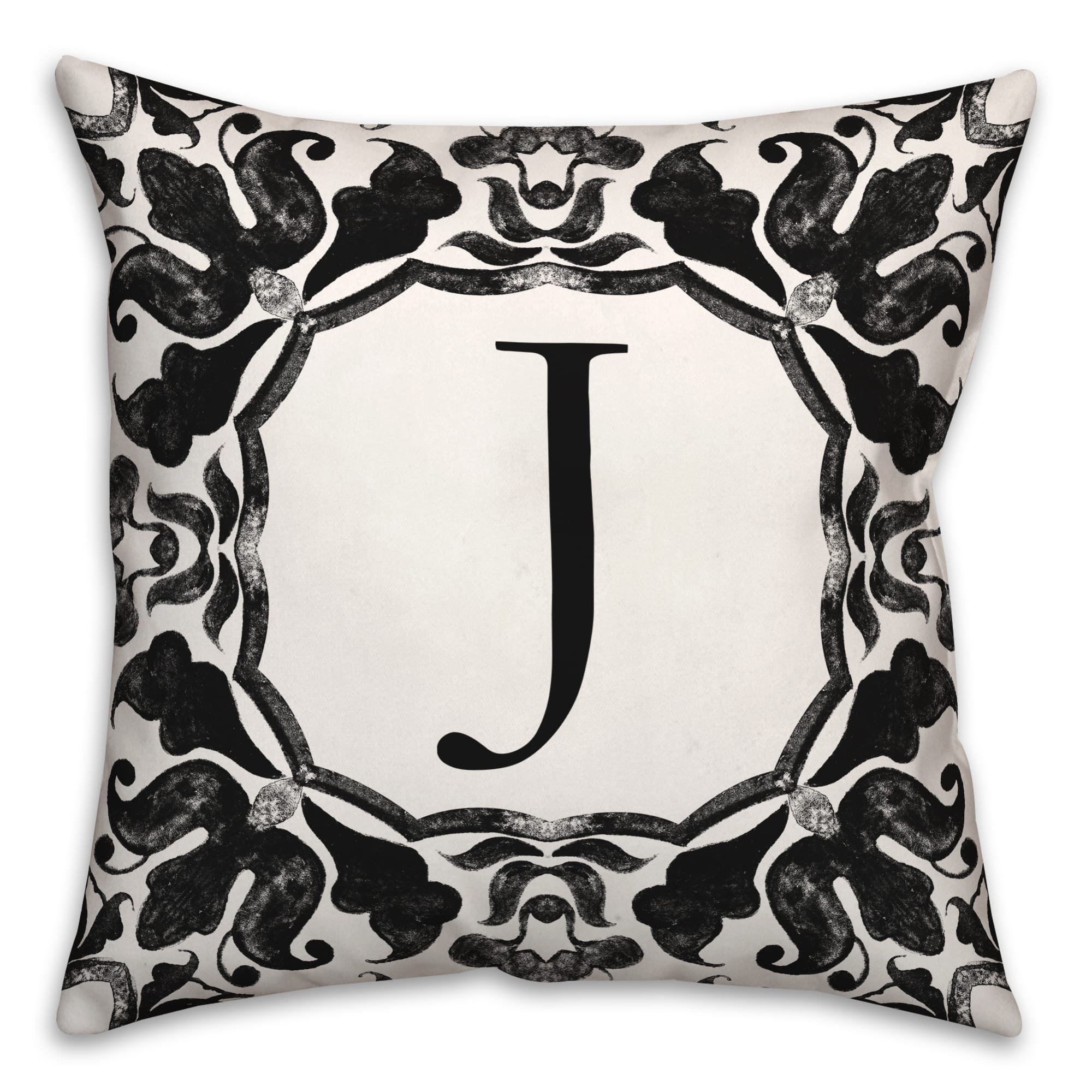 Black and discount white monogram pillow