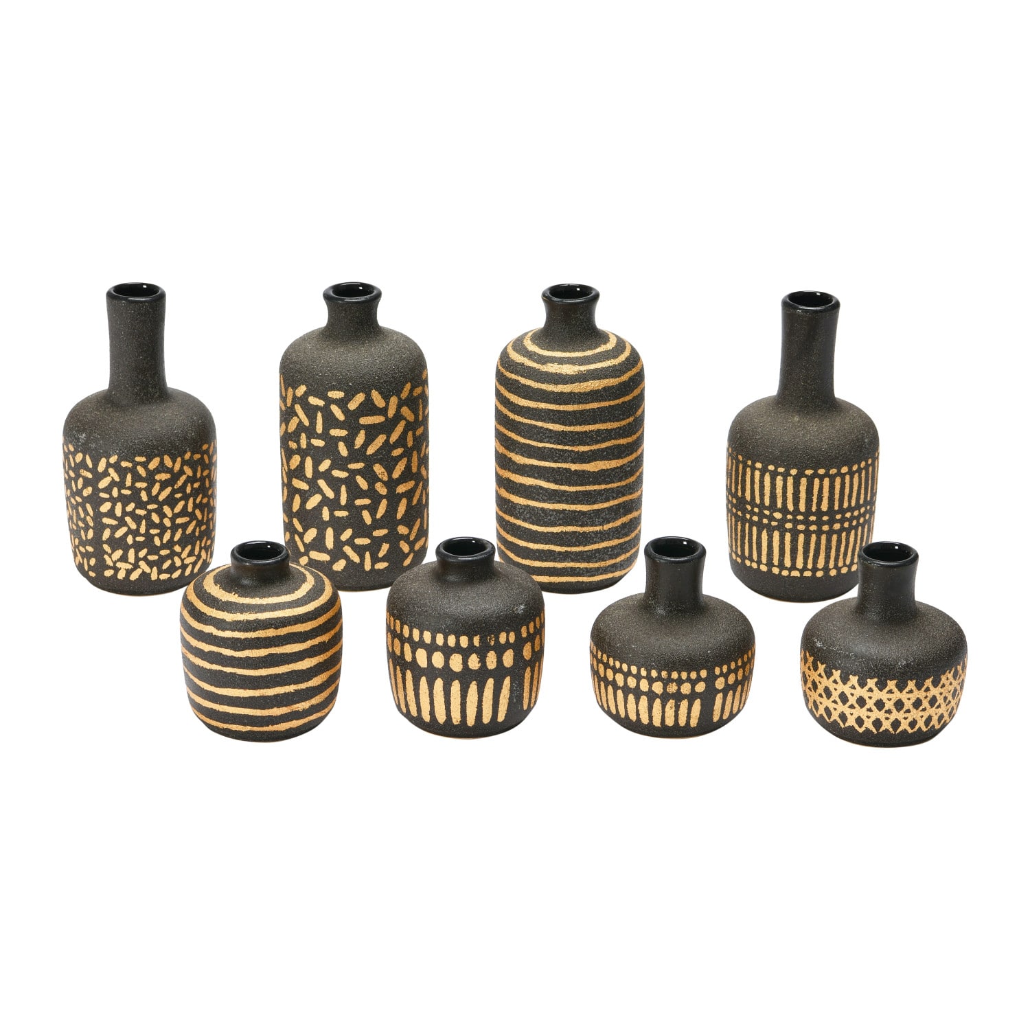 Hello Honey&#xAE; Black &#x26; Gold Decorative Stoneware Vase Set