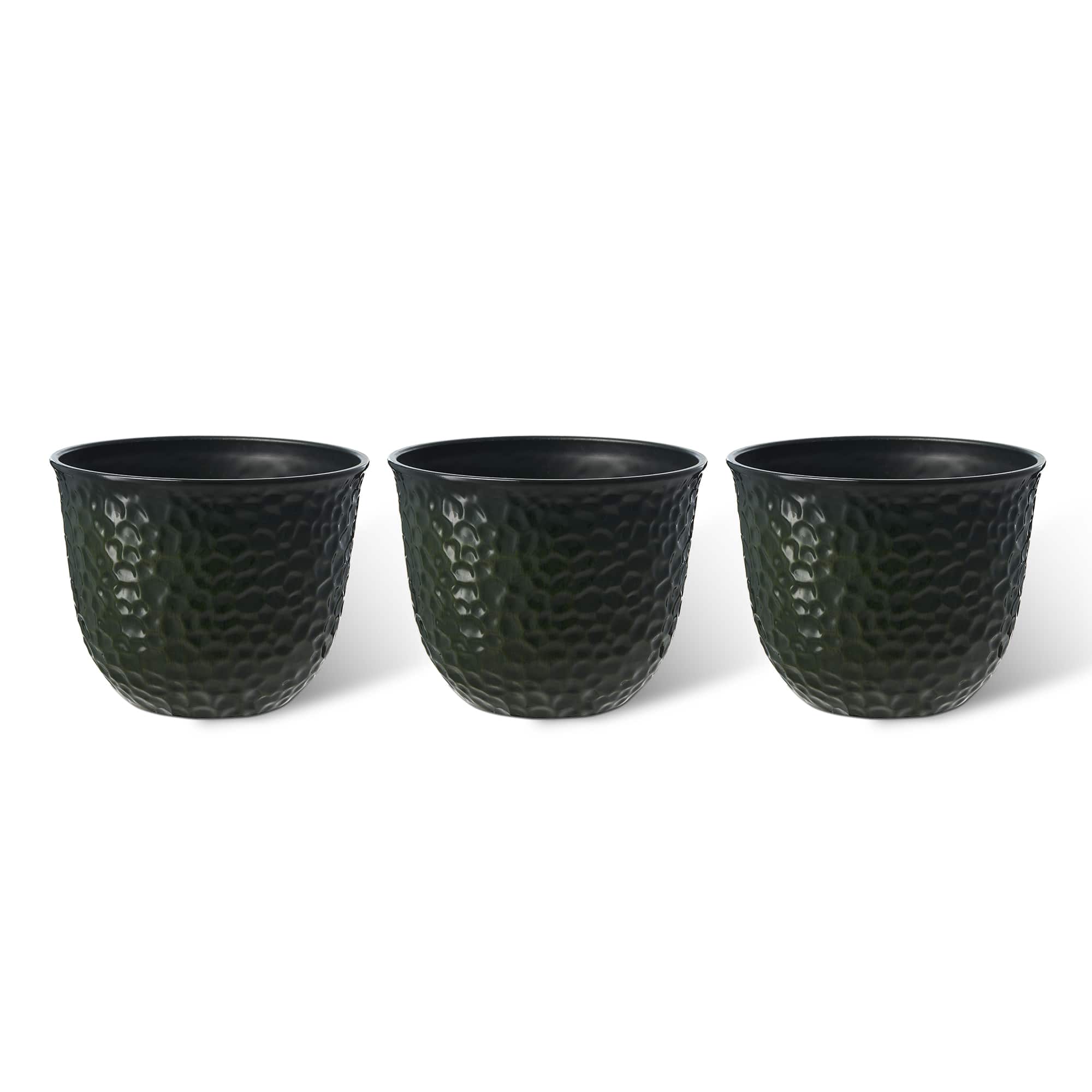 Glitzhome® 11.75" Honeycomb Textured Green Faux Ceramic Plastic Planters, 3ct.