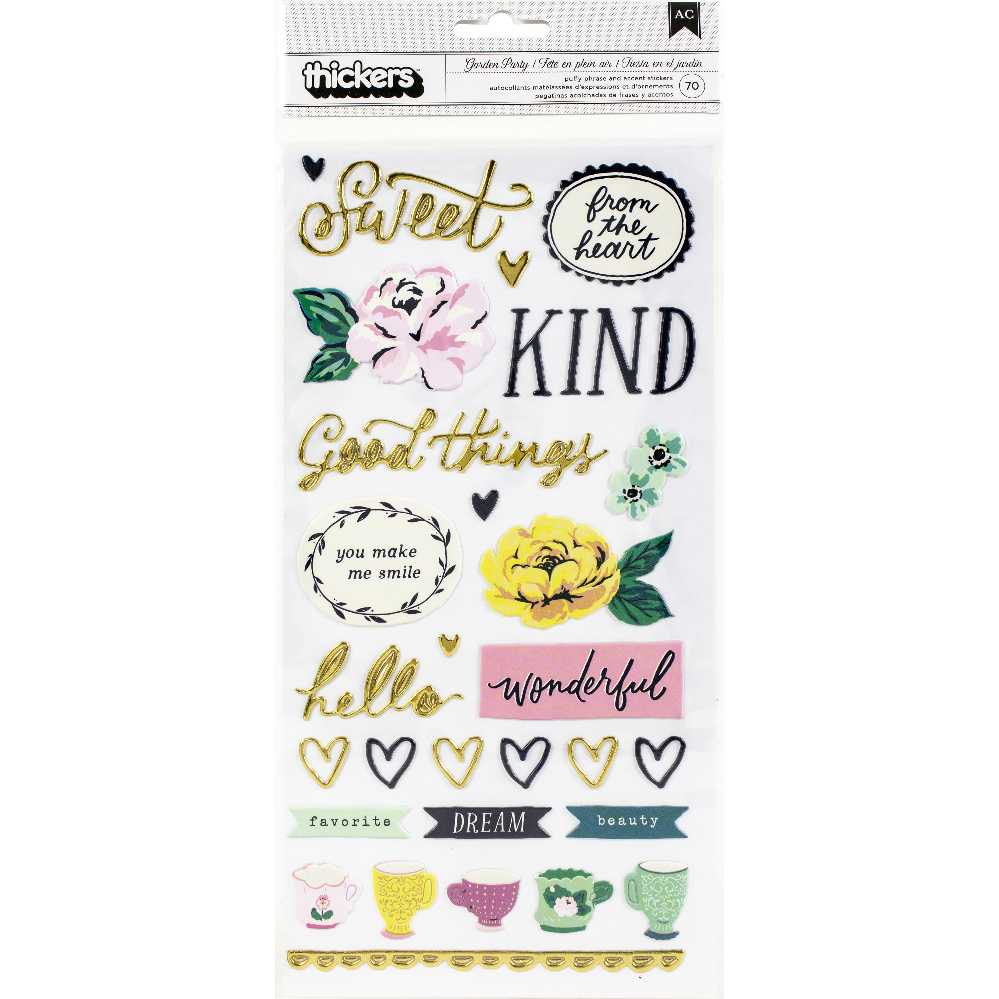Maggie Holmes Garden Party Thickers&#x2122; Lovely Phrase &#x26; Icons Puffy Stickers
