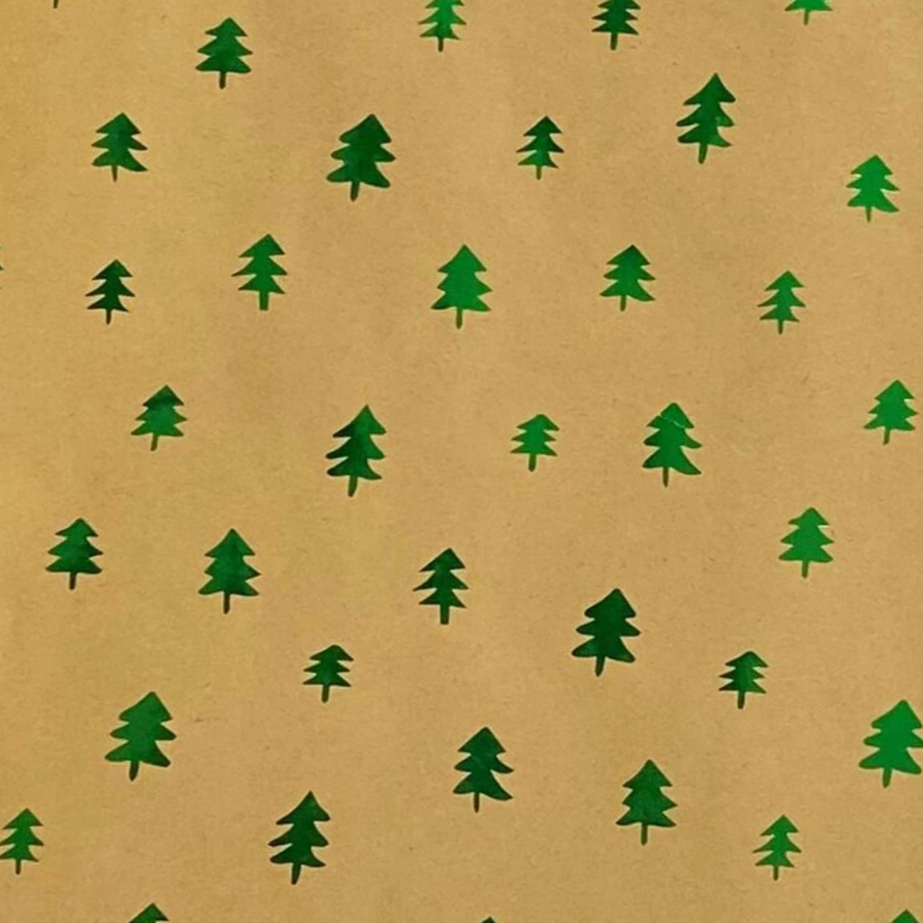 Kraft with Green Trees Premium Gift Wrap by Celebrate It™