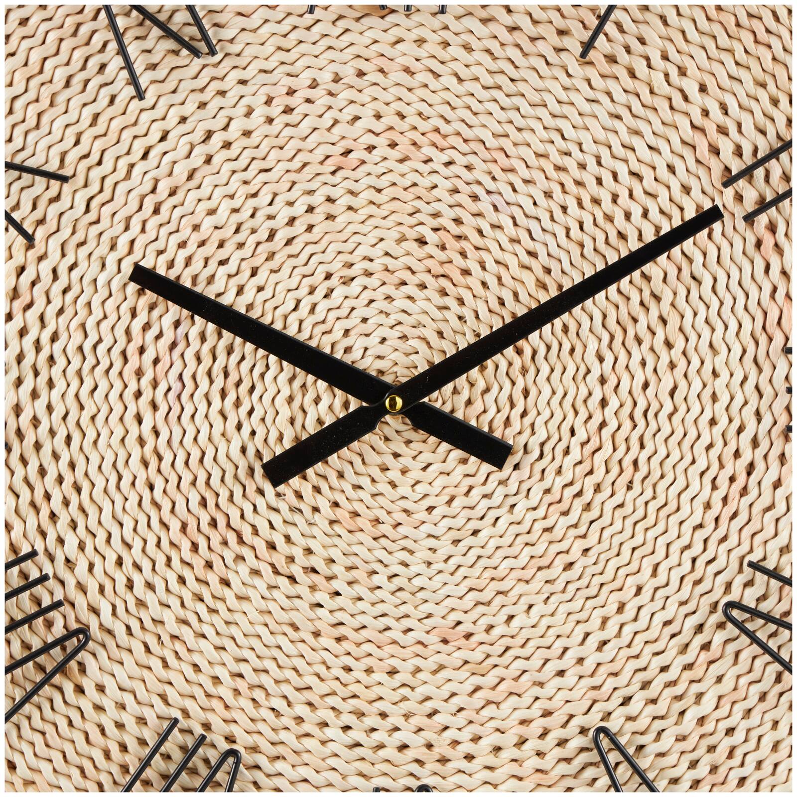 23.5&#x22; Coiled Rope Wall Clock with Black Metal Frame