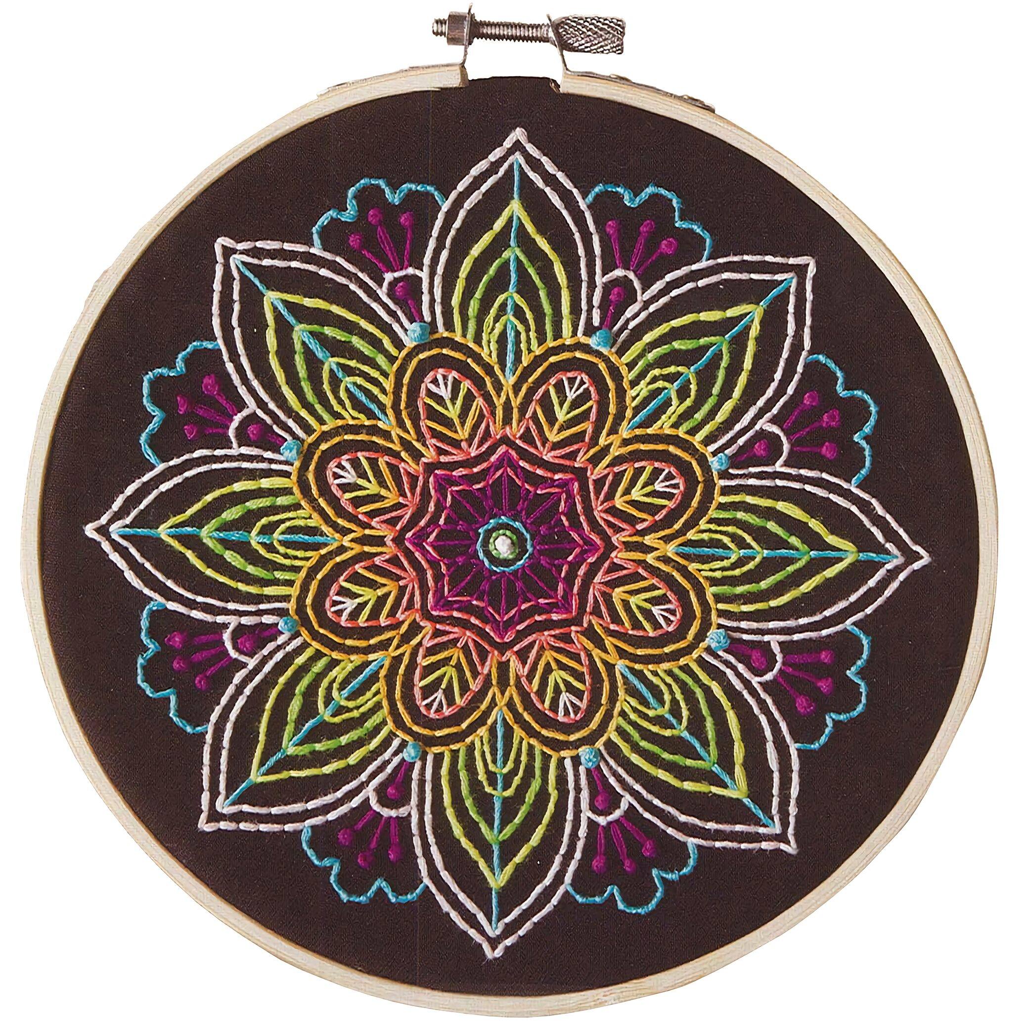 Leisure Arts&#xAE; 6&#x22; Neon Mandala Embroidery Kit