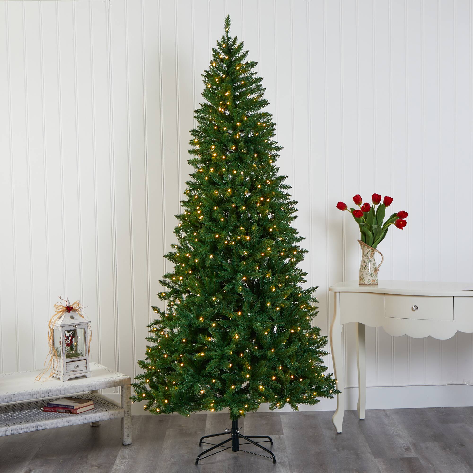 7.5ft. Pre-Lit Green Valley Fir Artificial Christmas Tree with Clear LED Lights