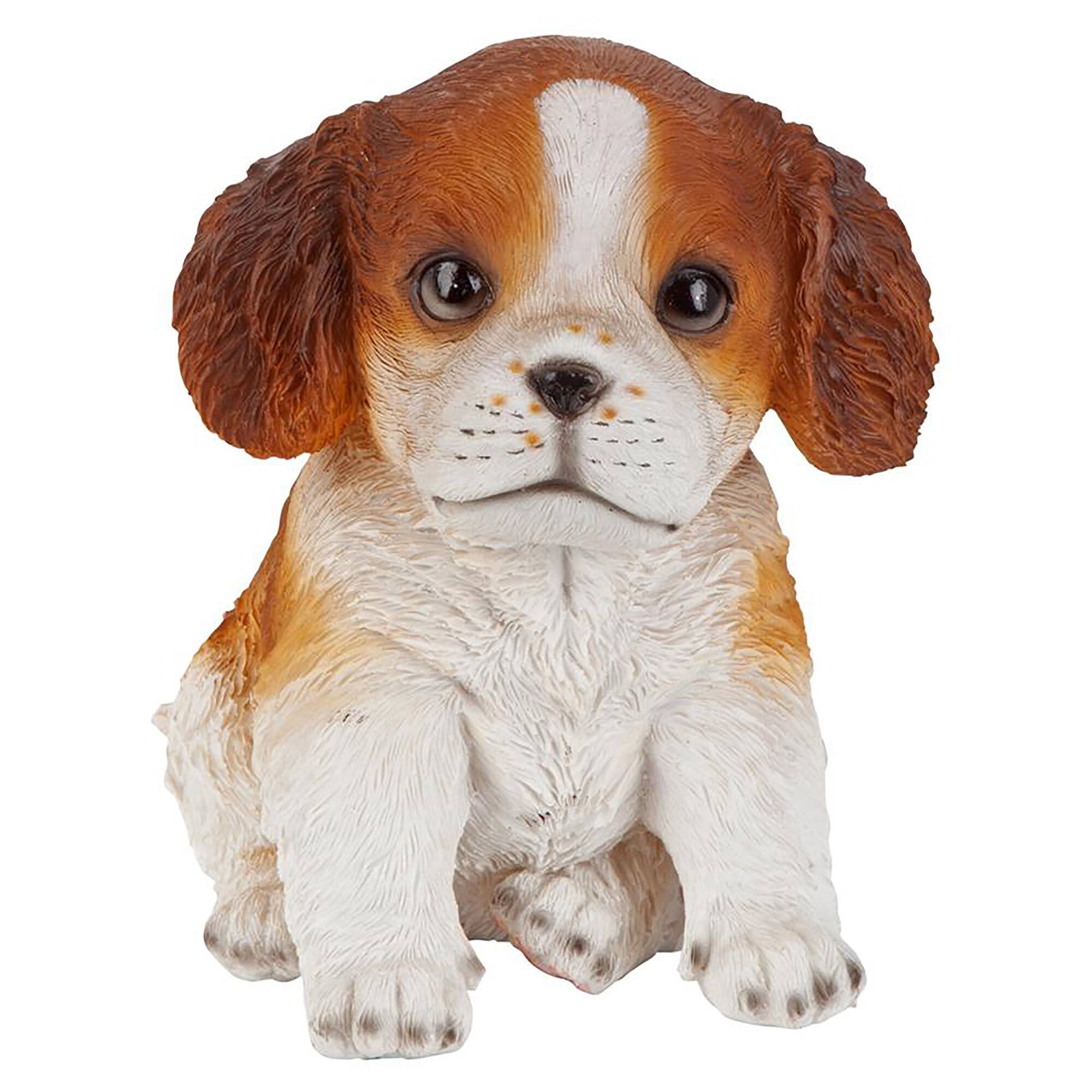 Design Toscano 6&#x22; Red &#x26; White Cavalier King Charles Puppy Partner Collectible Dog Statue