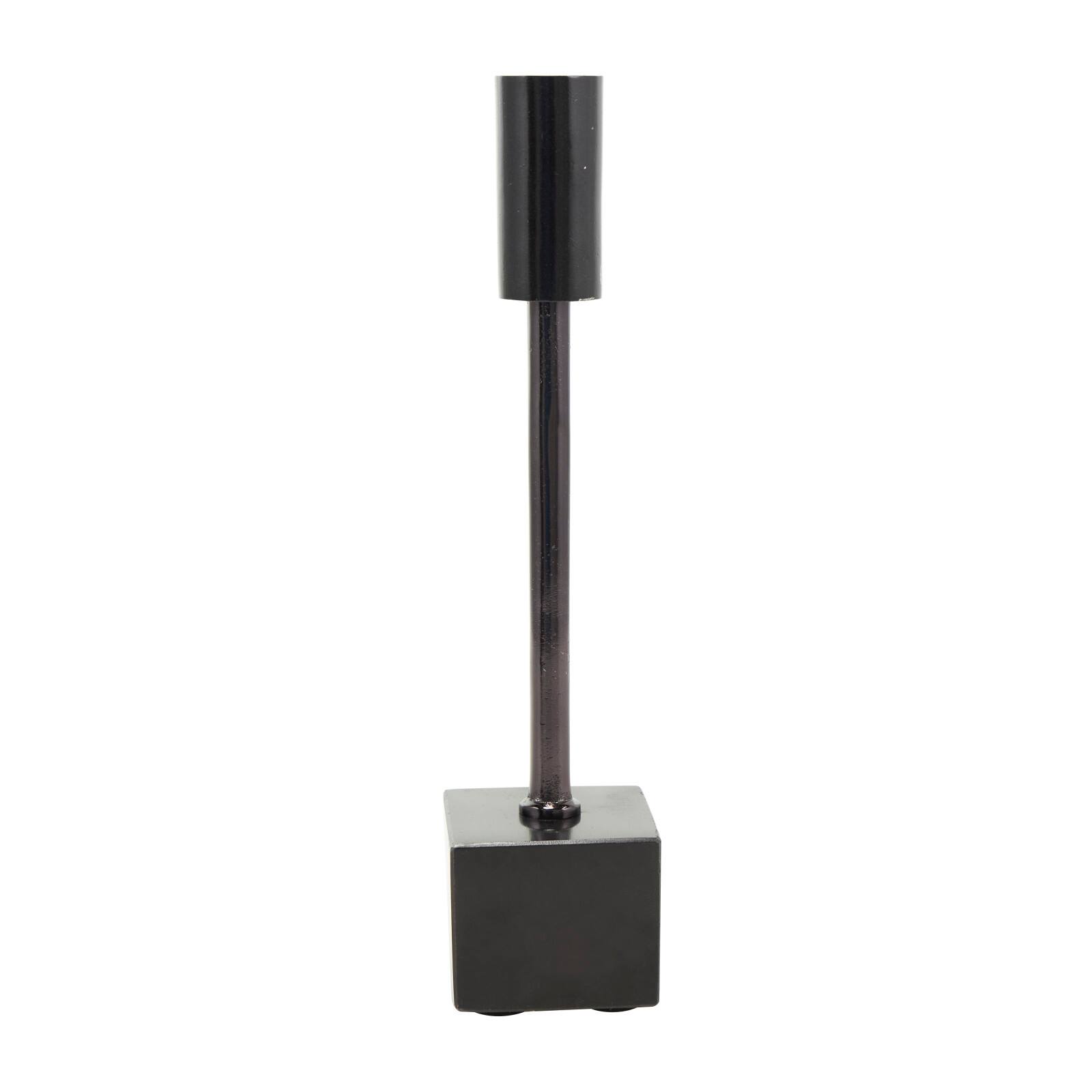 Black Aluminum Slim Candle Holder with Block Base Set