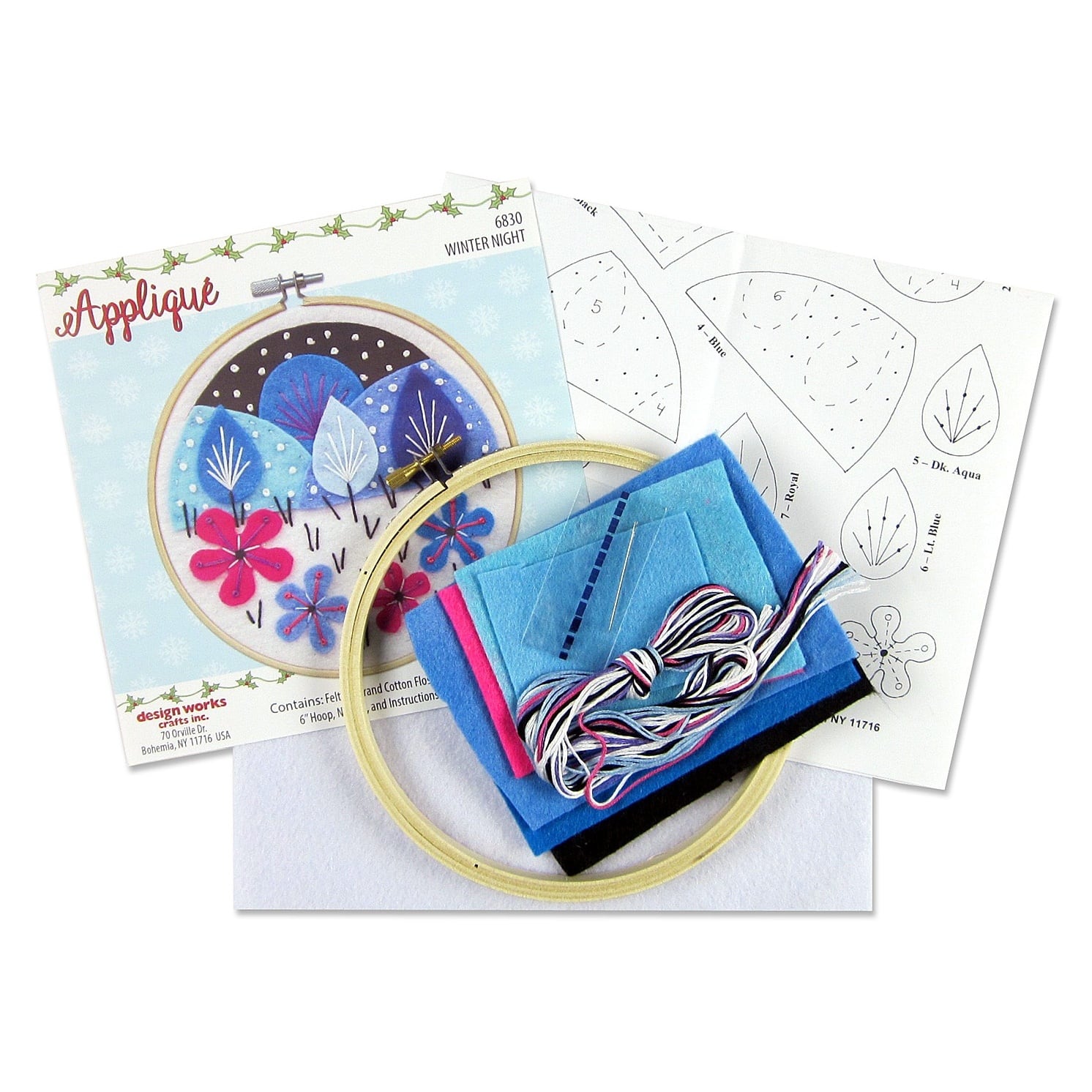 Design Works&#x2122; Round Winter&#x27;s Night Felt Applique Kit