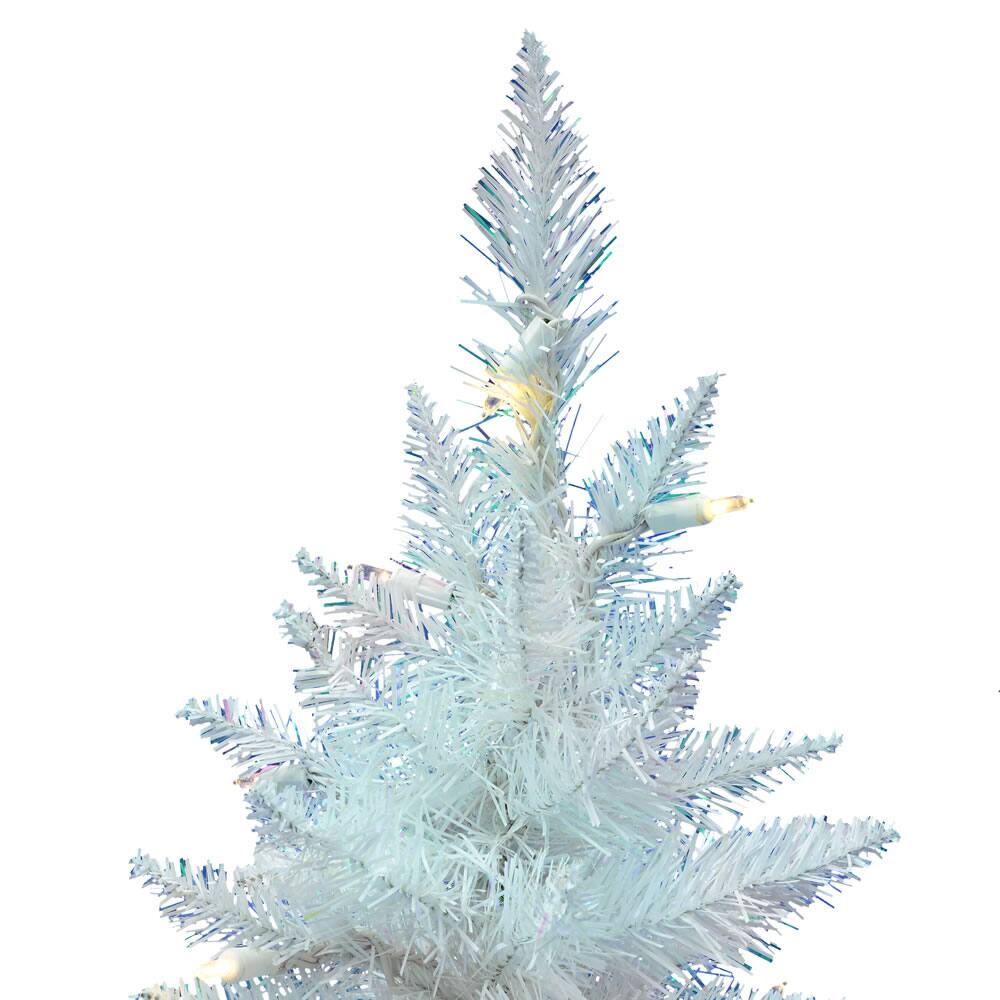 2.5ft. Pre-Lit Sparkle White Spruce Artificial Christmas Tree, Warm White Lights