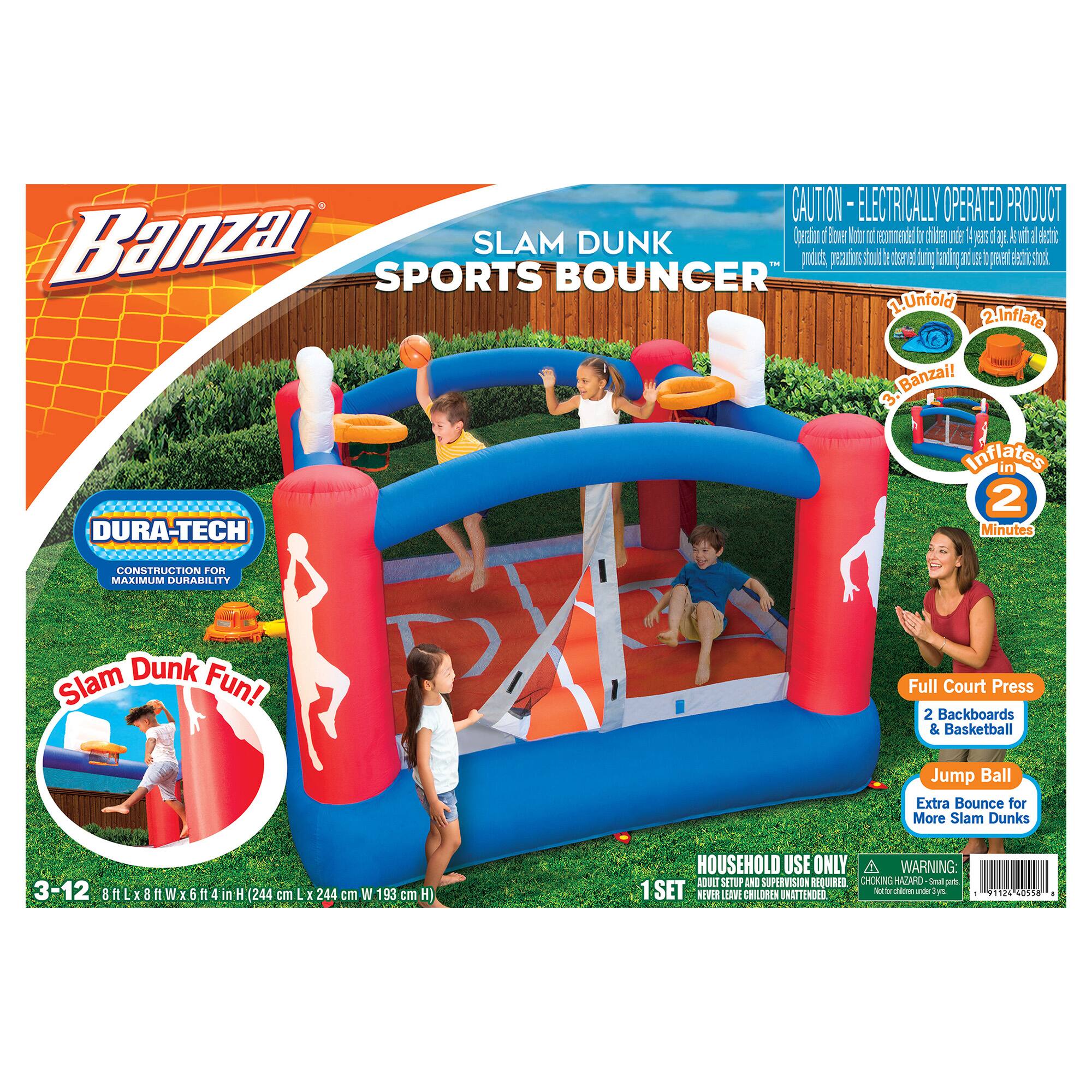 Banzai&#xAE; Inflatable Slam Dunk Sports Bouncer&#x2122; Outdoor Toy