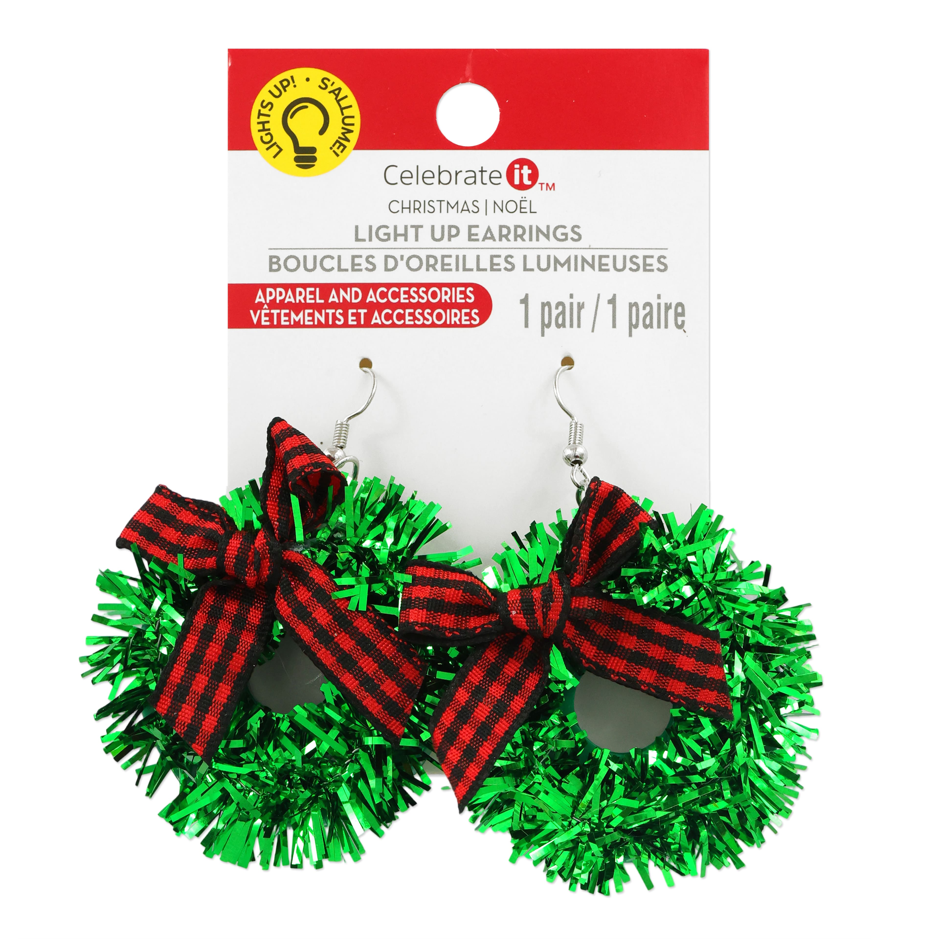 Tinsel Wreath Light-Up Earrings by Celebrate It&#x2122;