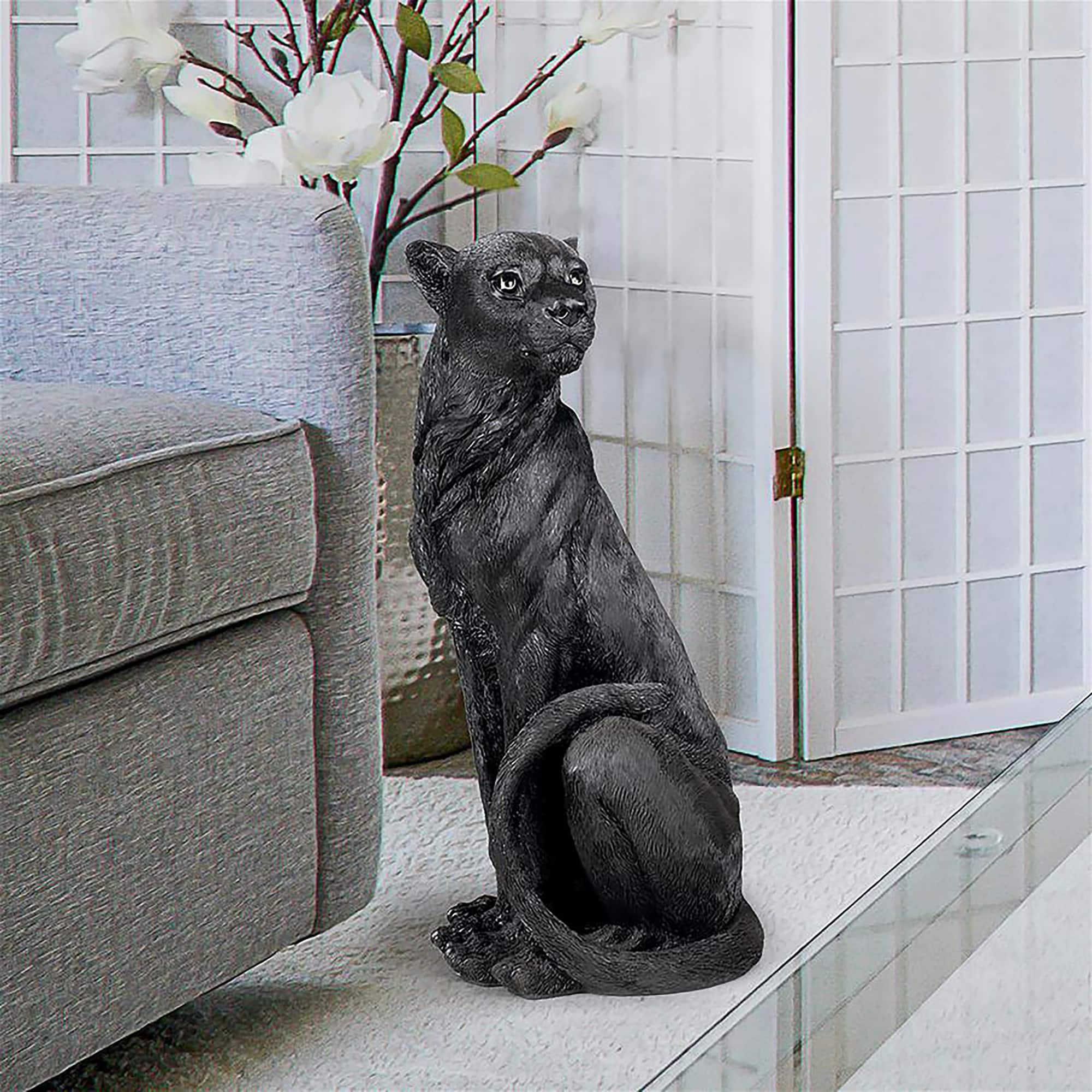 Design Toscano 22.5&#x22; Pensive Panther Black Jaguar Statue