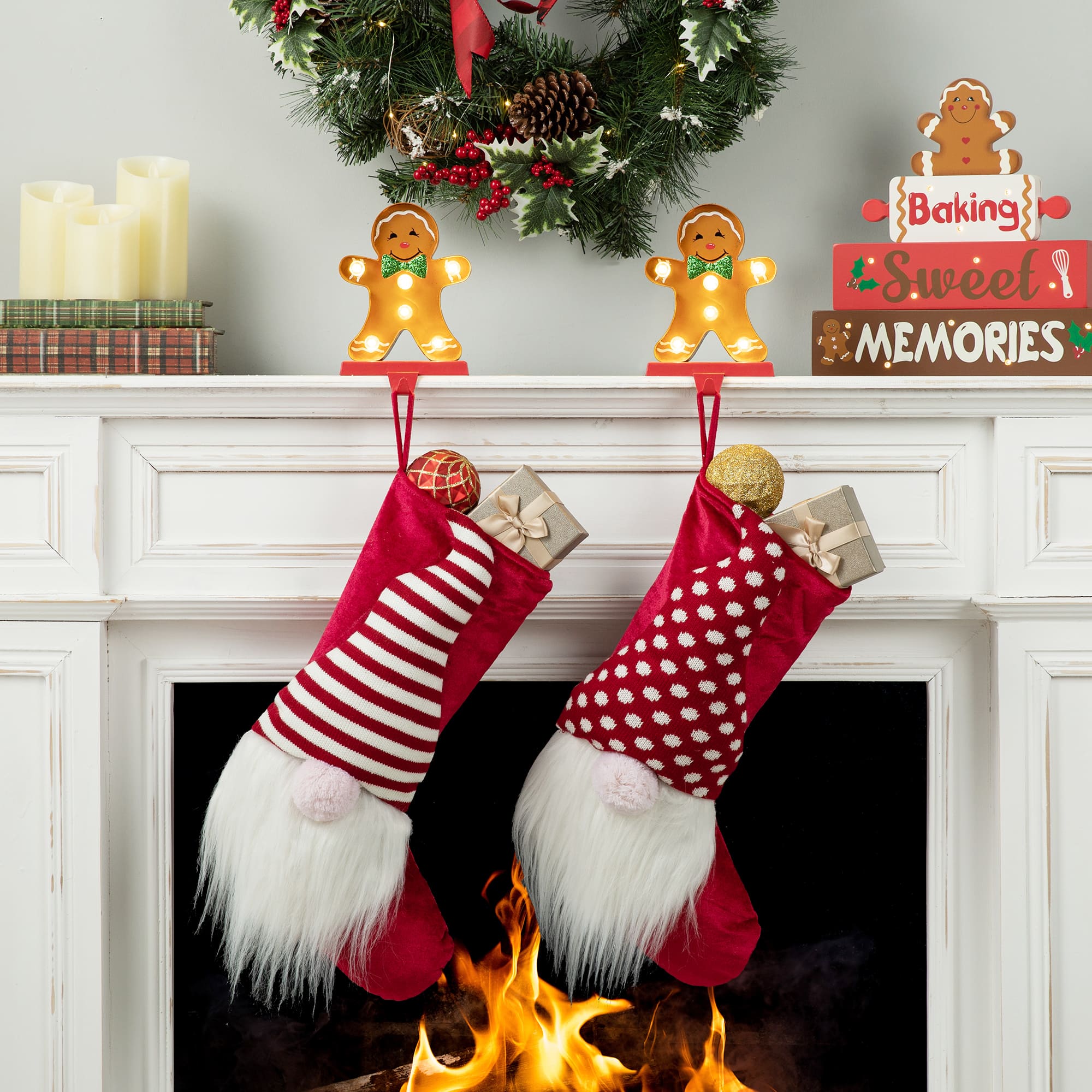 Glitzhome® 7.25'' Marquee LED Gingerbread Man Christmas Stocking Holder
