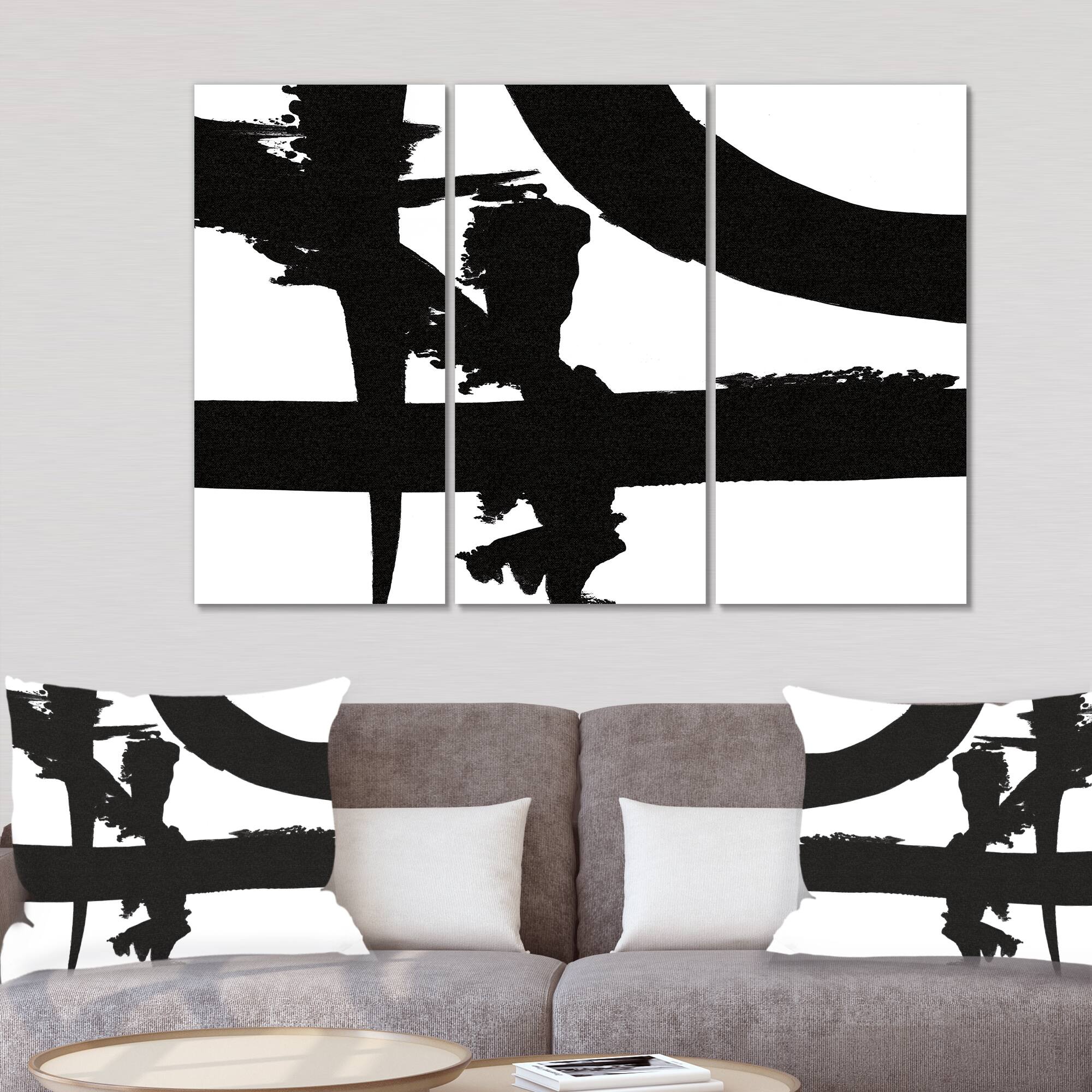 Designart - Black & White Crossing Paths I - Modern Gallery-wrapped Canvas