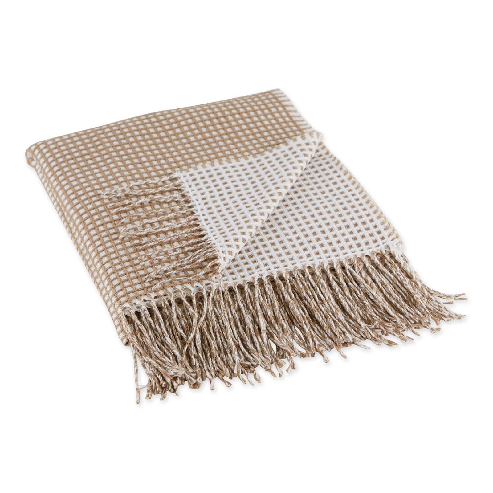 DII® Stone & White Waffle Knit Throw