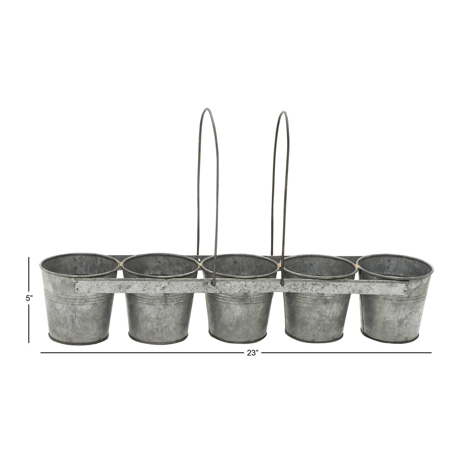 Gray Metal Farmhouse 5-Pot Planter
