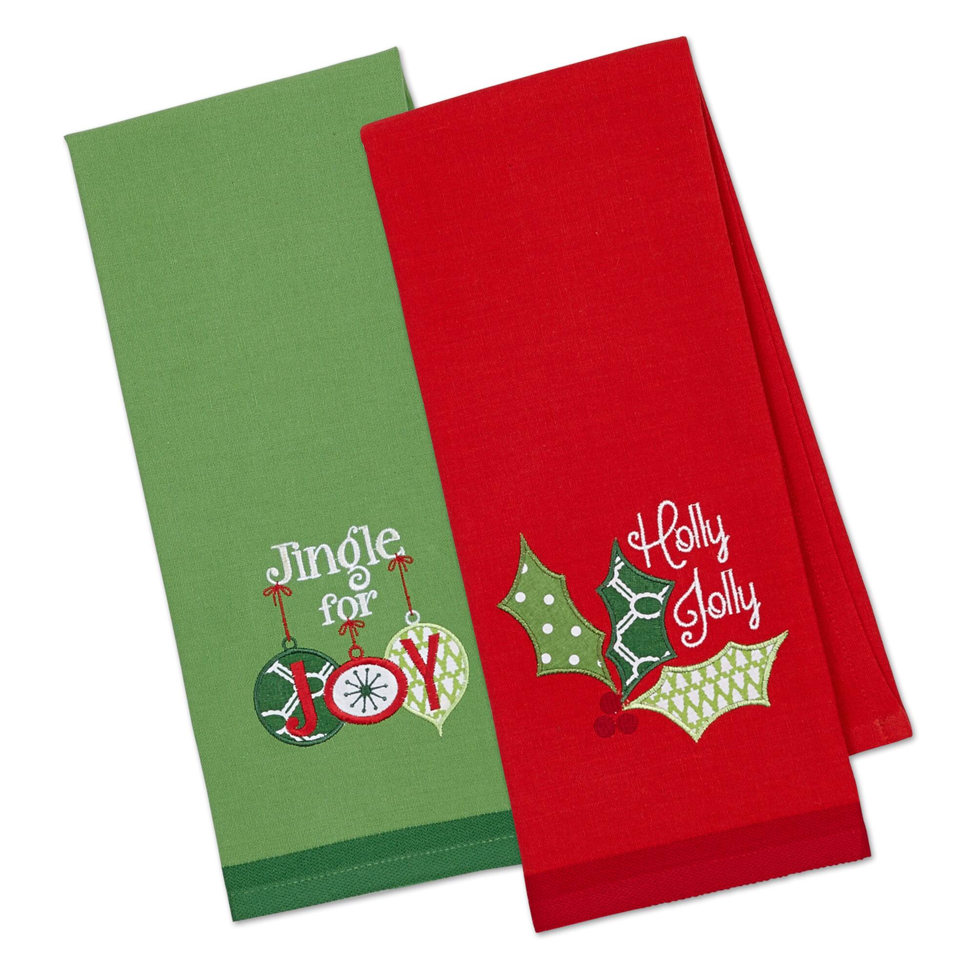 DII® Jingle For Joy Embroidered Dishtowel Set