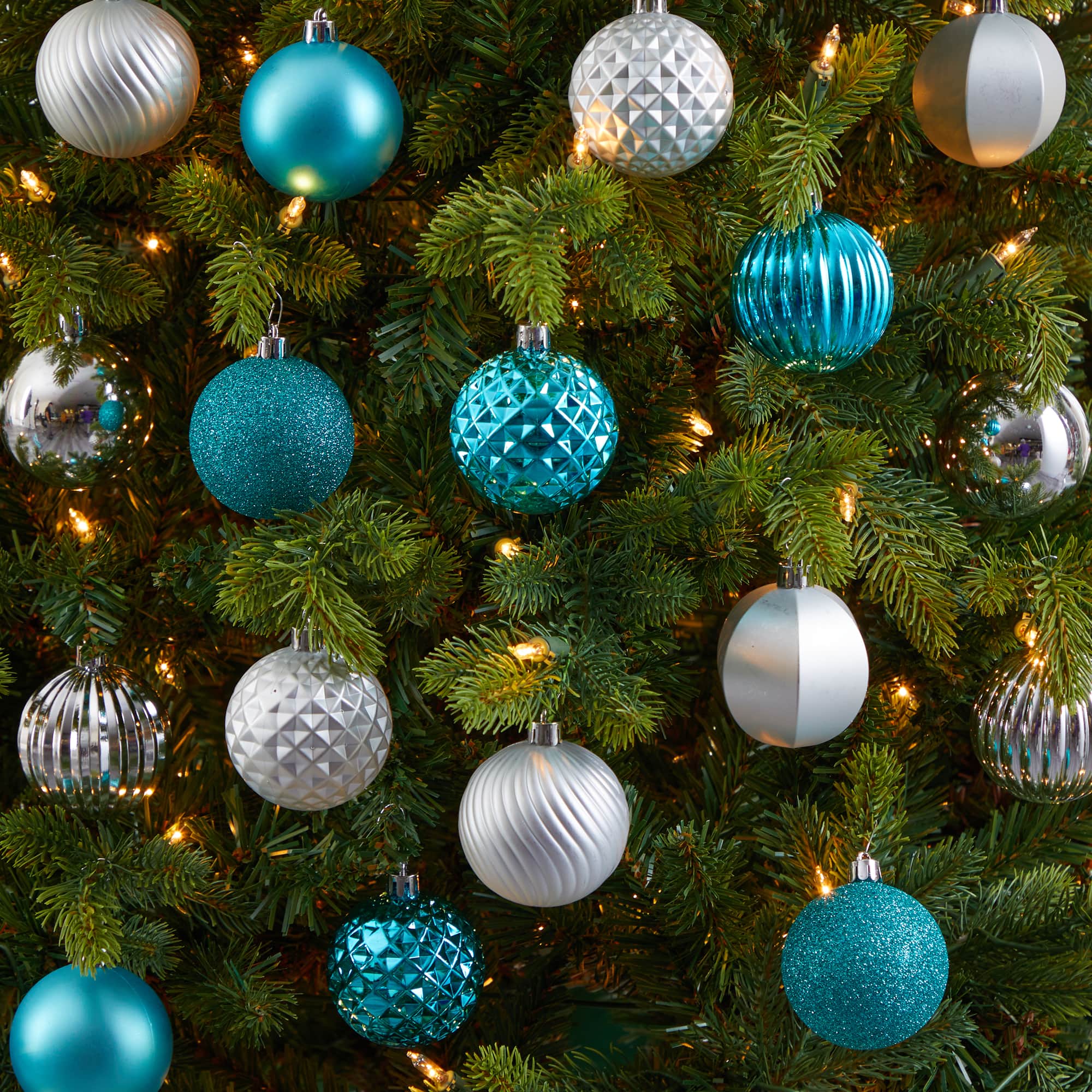 101ct. 2" Blue & Silver Shatterproof Ball Ornaments