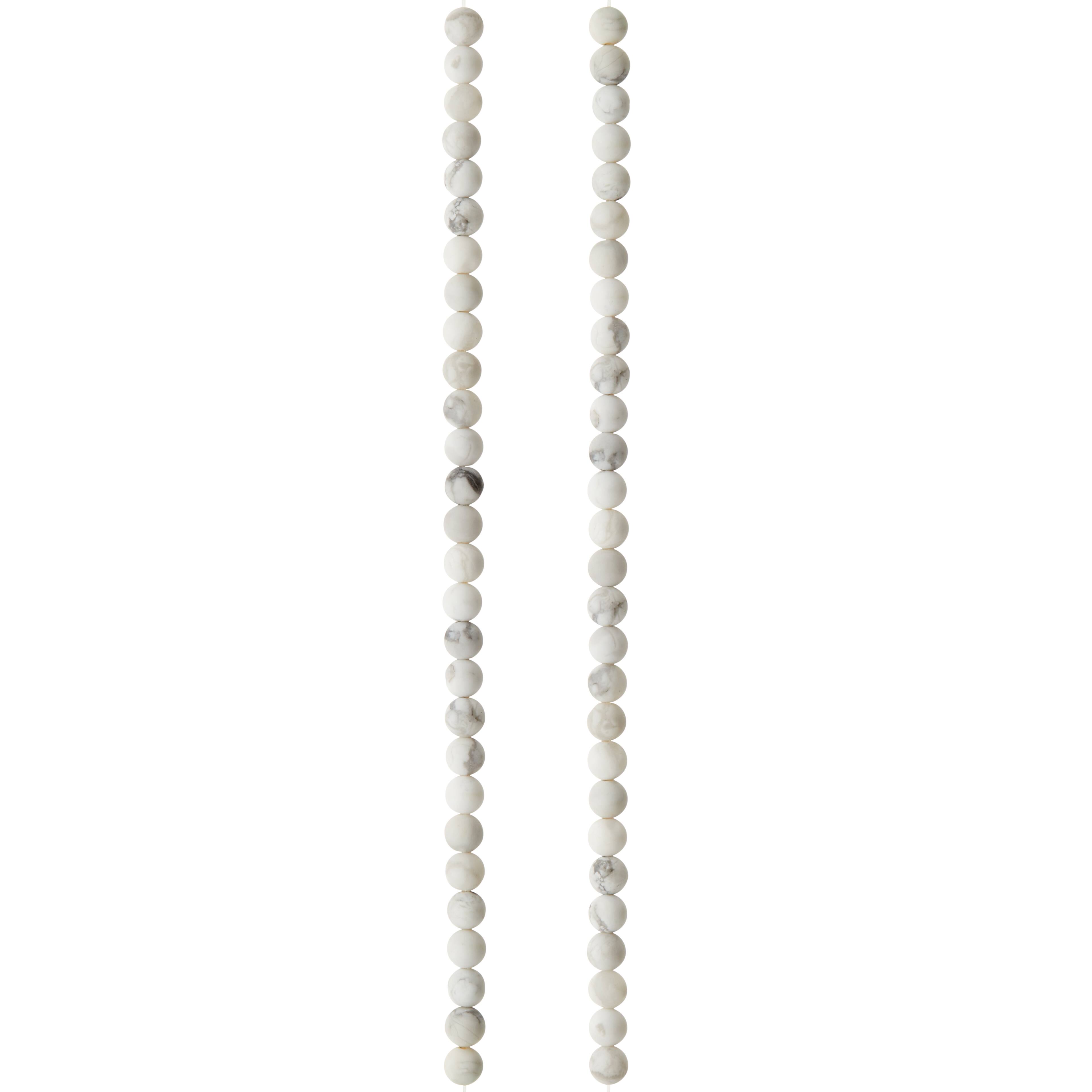 12 Pack: White & Gray Matte Howlite Round Beads, 4mm by Bead Landing™
