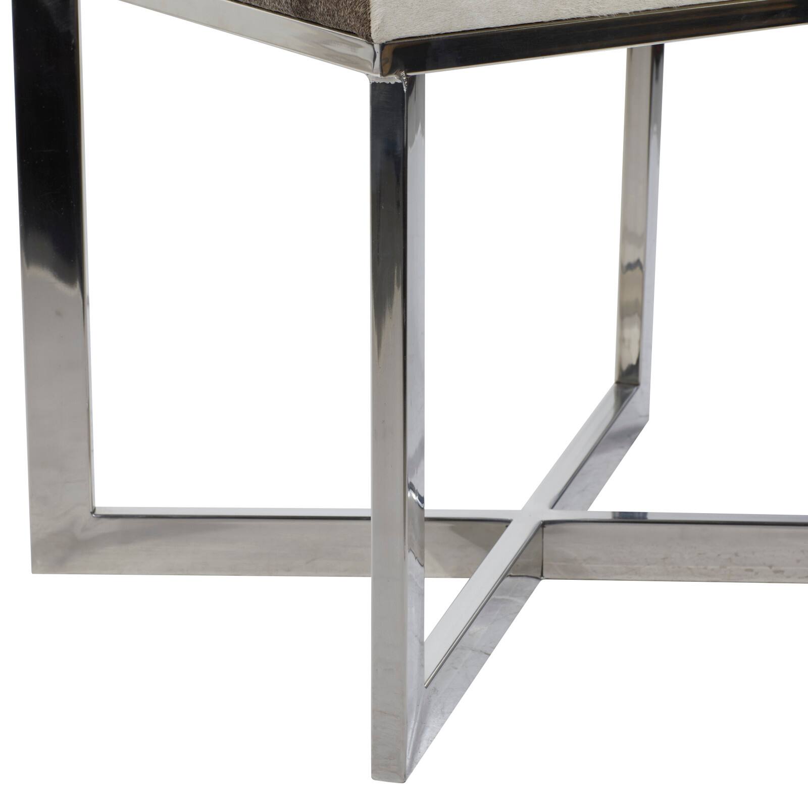 20&#x22; Gray &#x26; White Stainless Steel Contemporary Stool