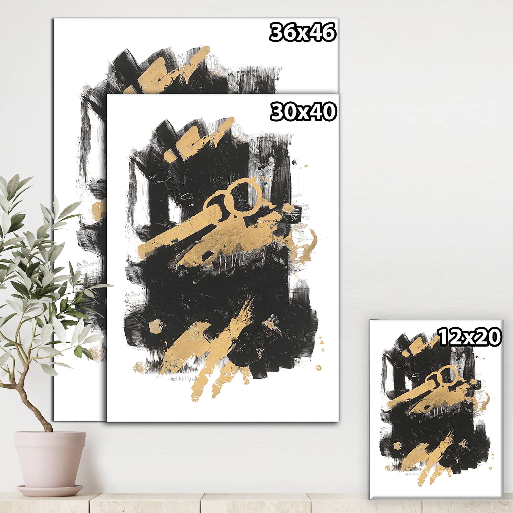Designart - Gold and Black drift I - Modern Glam Canvas Artwork
