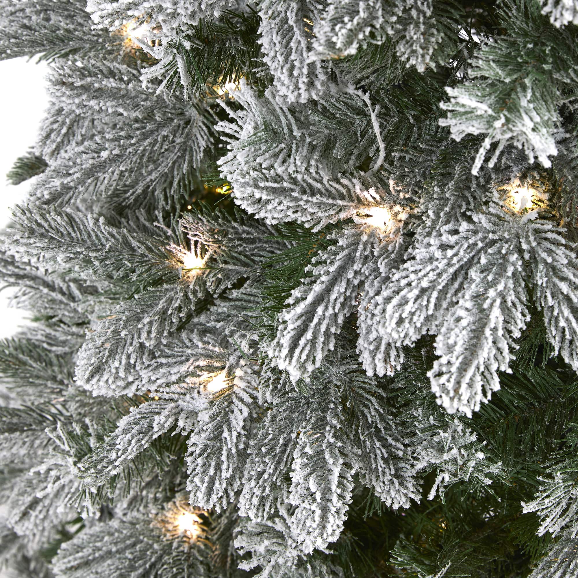 5ft. Pre-Lit Flocked Colorado Mountain Fir Artificial Christmas Tree, Warm White Microdot LED Lights