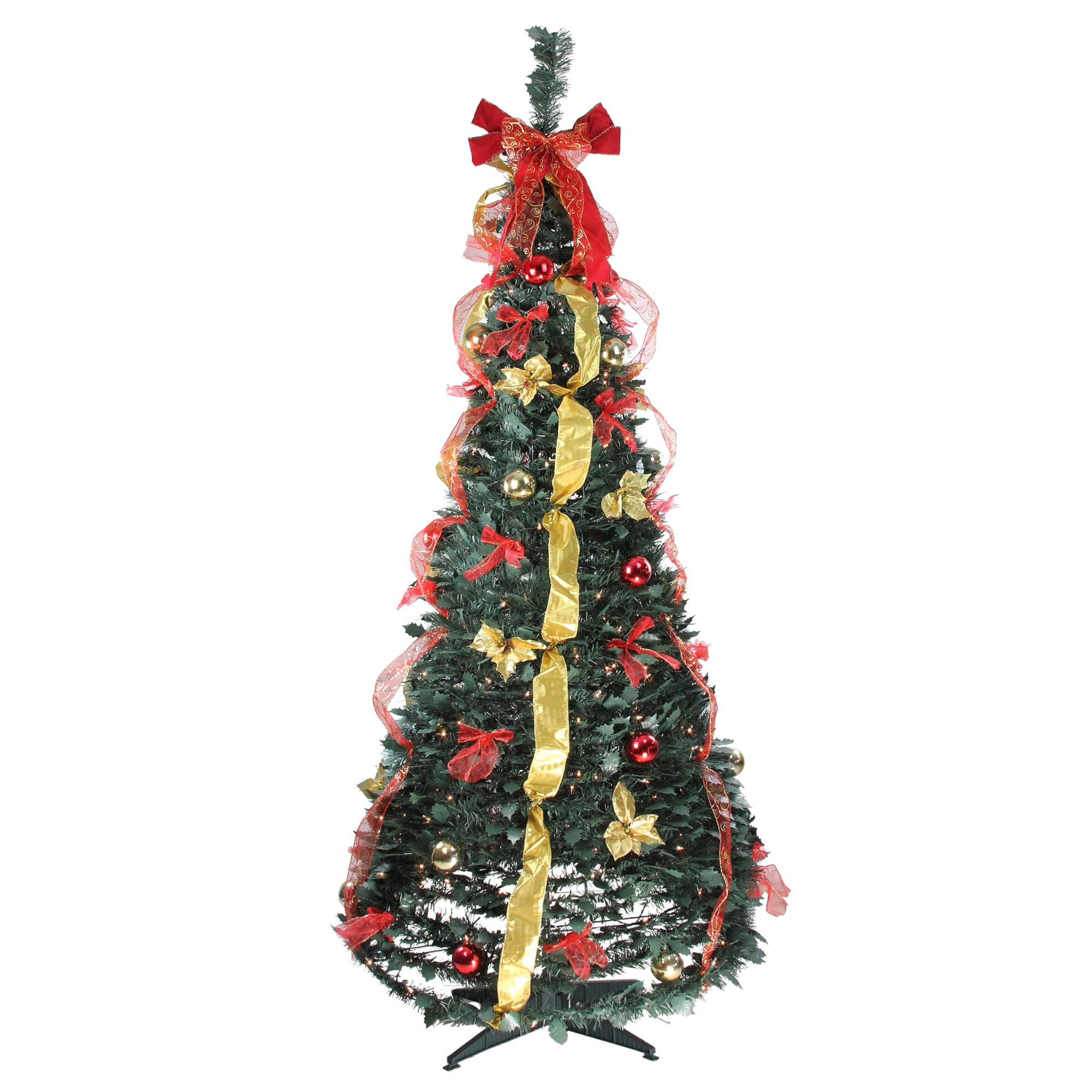 6ft. Pre-Lit And Pre-Decorated Artificial Pop-Up Christmas Tree, Clear Lights