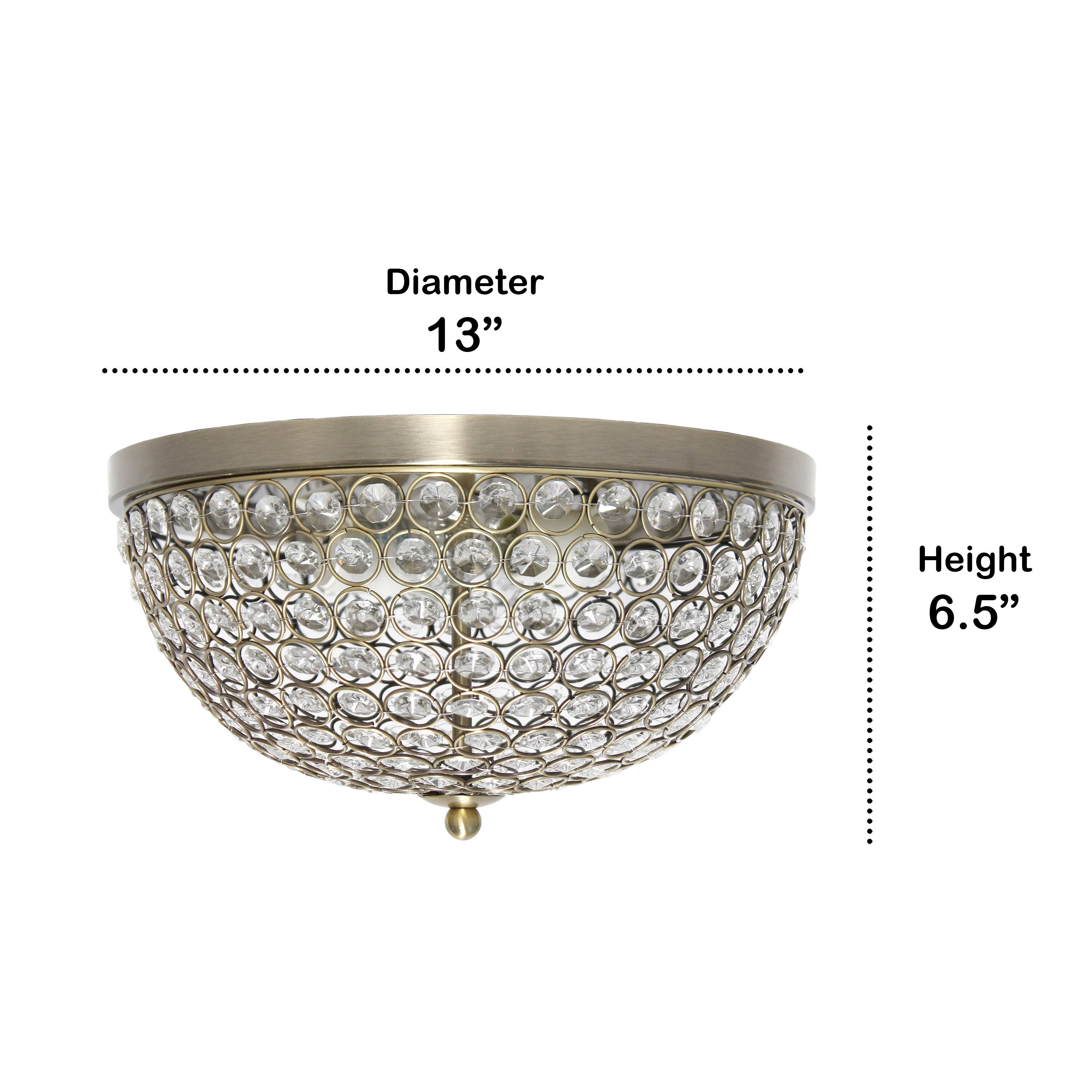 Lalia Home 13" Antique Brass Glam 2-Light Dome Flush Mount