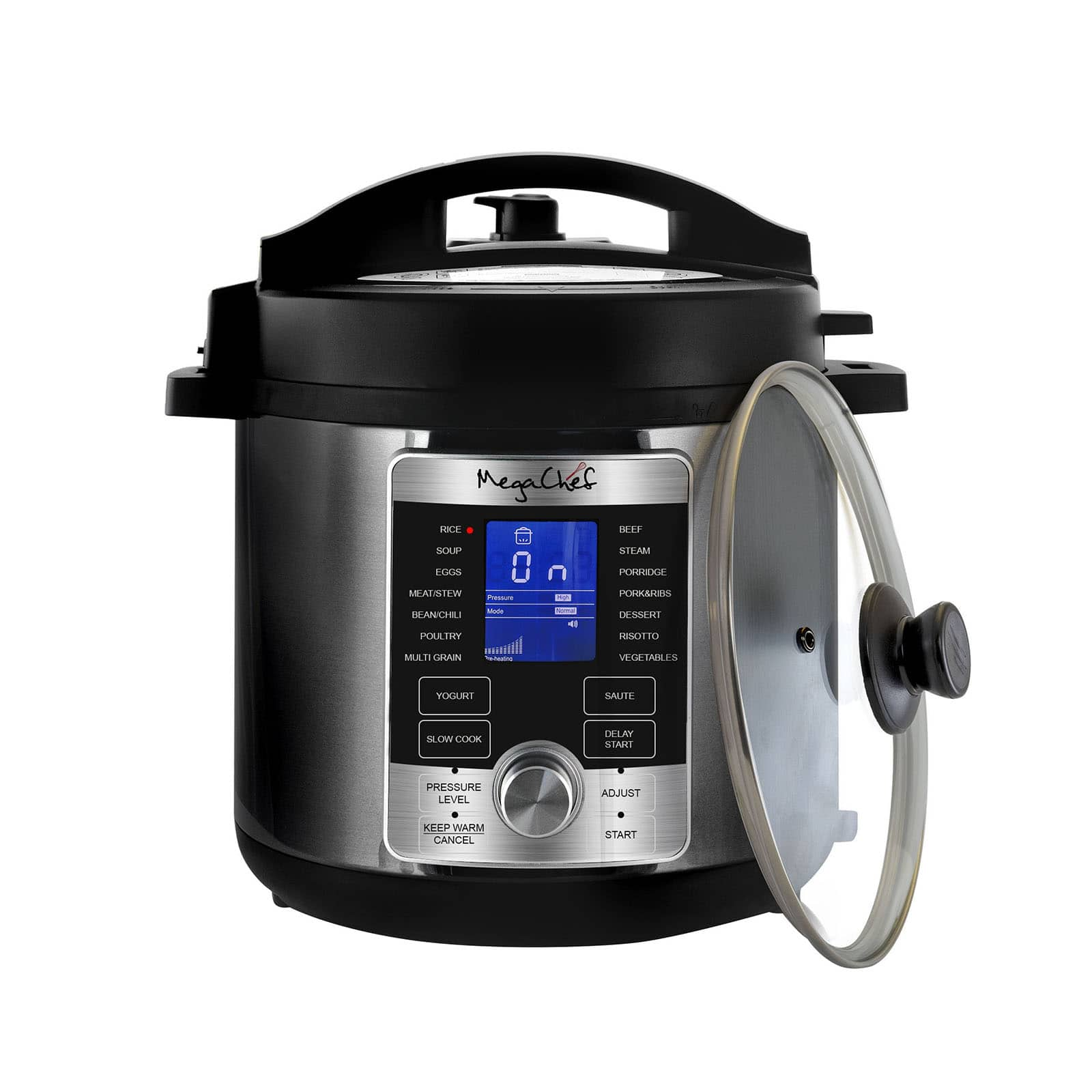 MegaChef 6qt. Stainless Steel Electric Digital Pressure Cooker with Lid