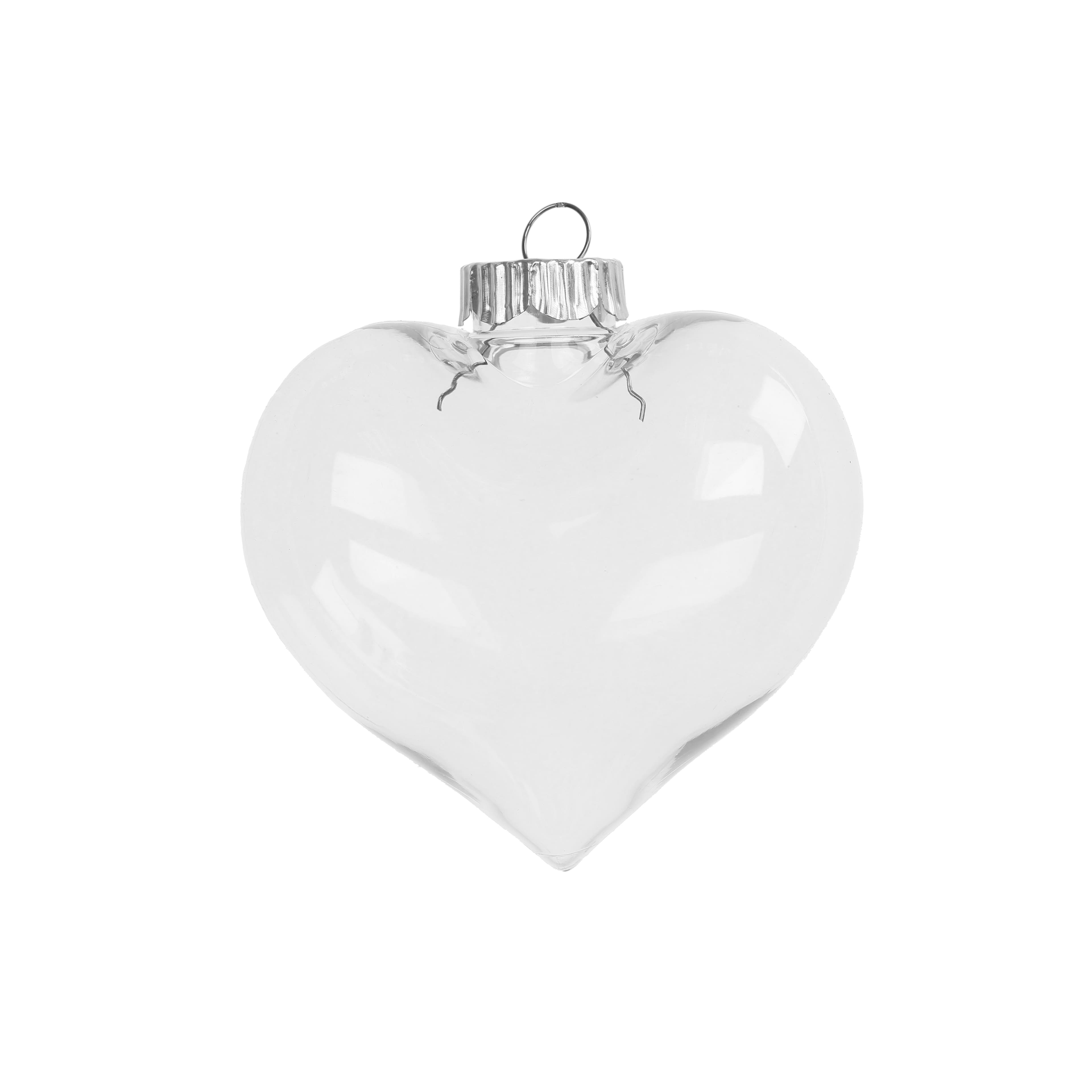 4 Pack 4&#x22; Clear DIY Plastic Heart Ornaments by Make Market&#xAE;