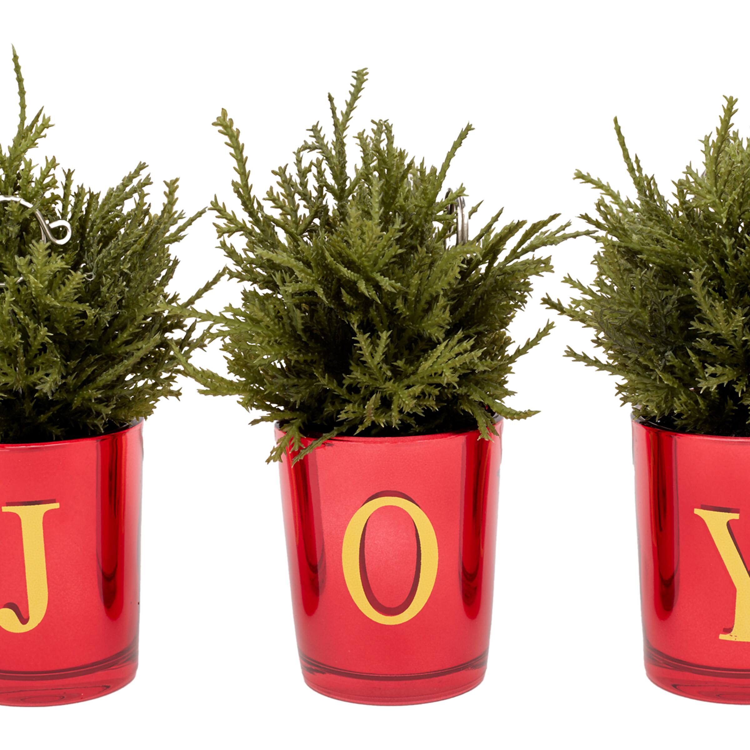 8&#x22; Christmas Joy Tabletop Votive Card Holder Set