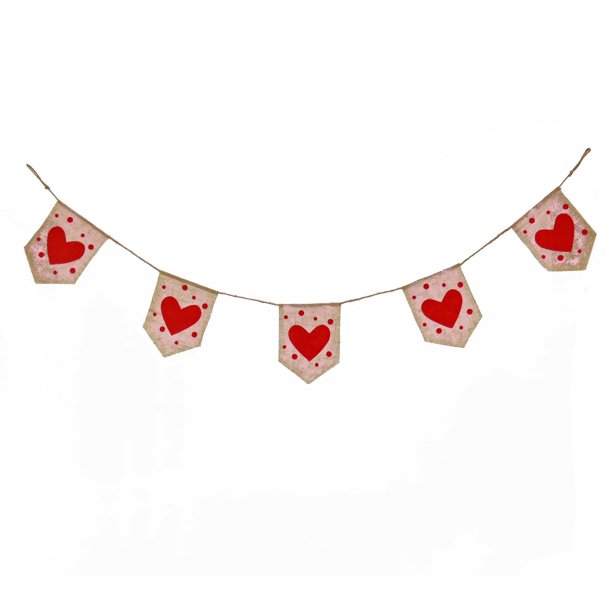 6ft. Red Hearts & Dots Valentine's Day Jute Garland