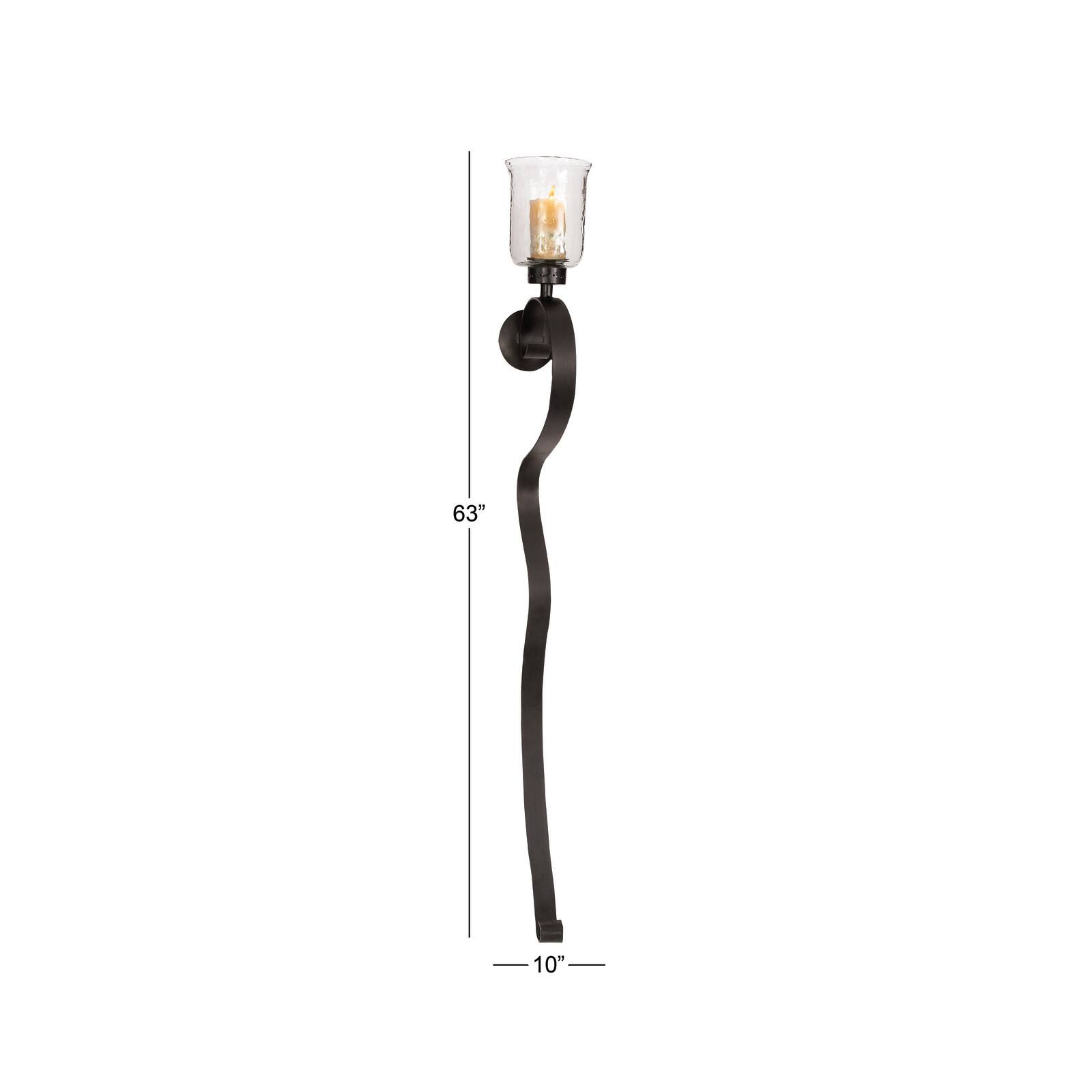 Black Iron Traditional Candle Wall Sconce, 63&#x22; x 10&#x22; x 7&#x22;