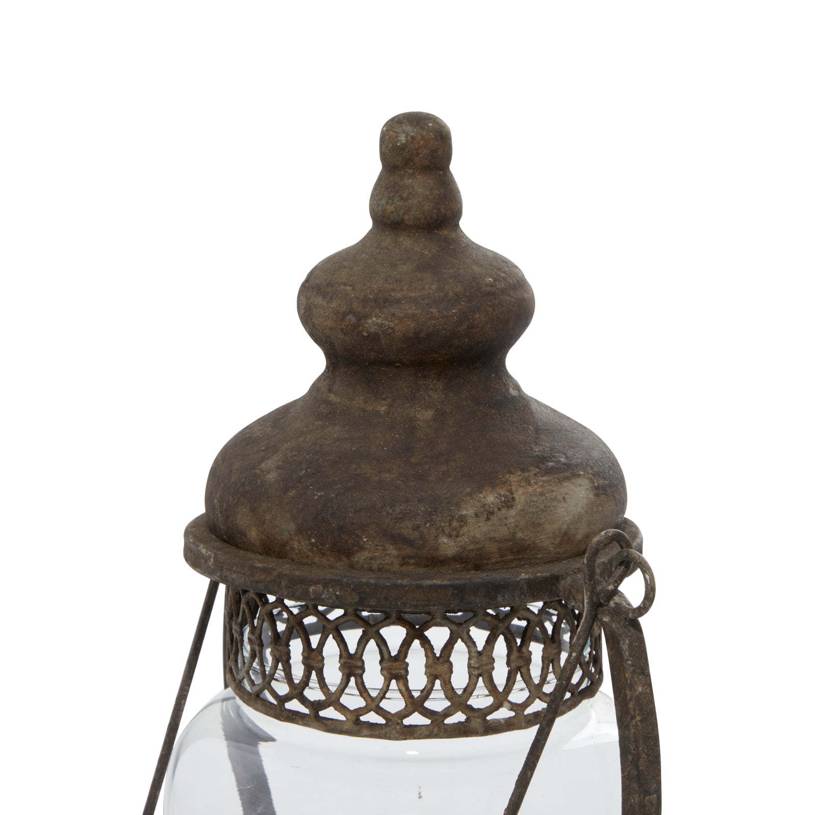 14&#x22; Brown Iron Rustic Candle Holder Lantern