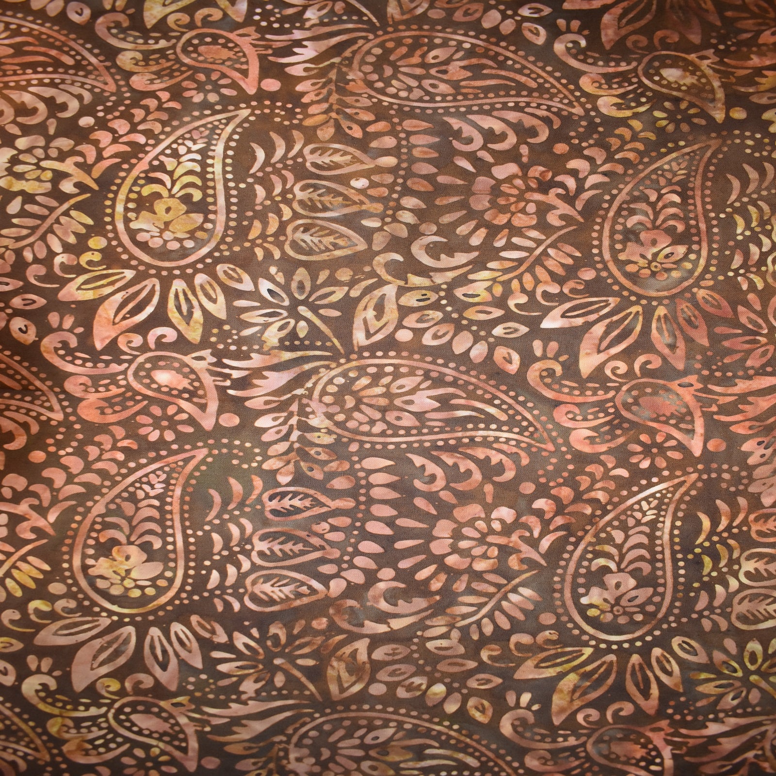 Premium Indonesian Batik Brown Paisley Fabric