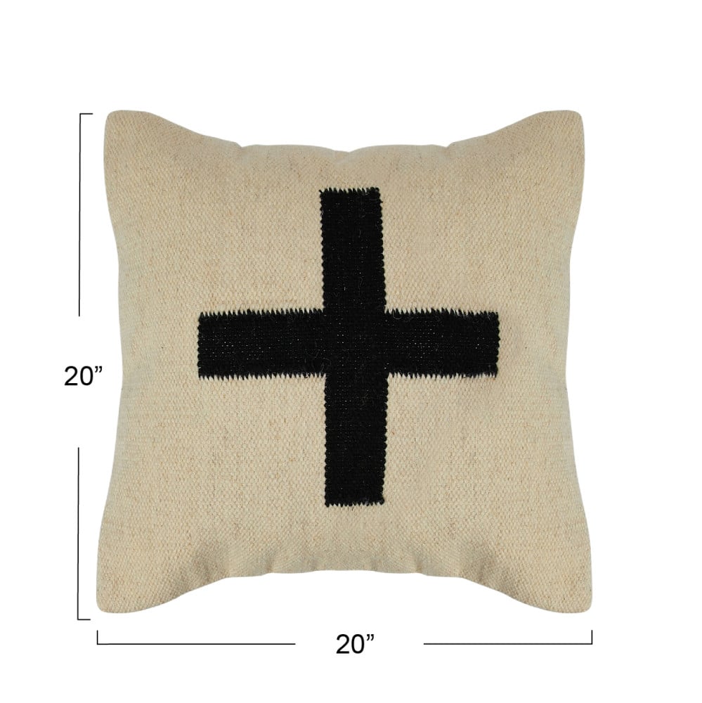 Hello Honey&#xAE; 20&#x22; x 20&#x22; Swiss Cross Cotton Wool Throw Pillow