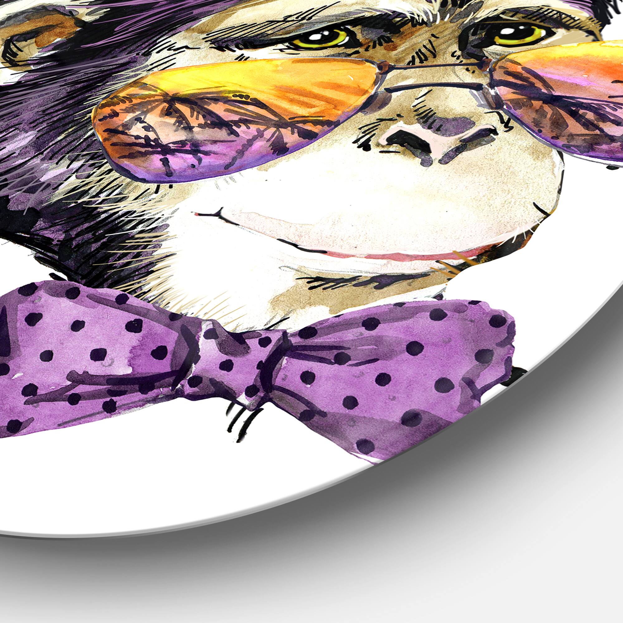 Designart - Cool Monkey&#x27; Animal Kids Metal Circle Wall Arts