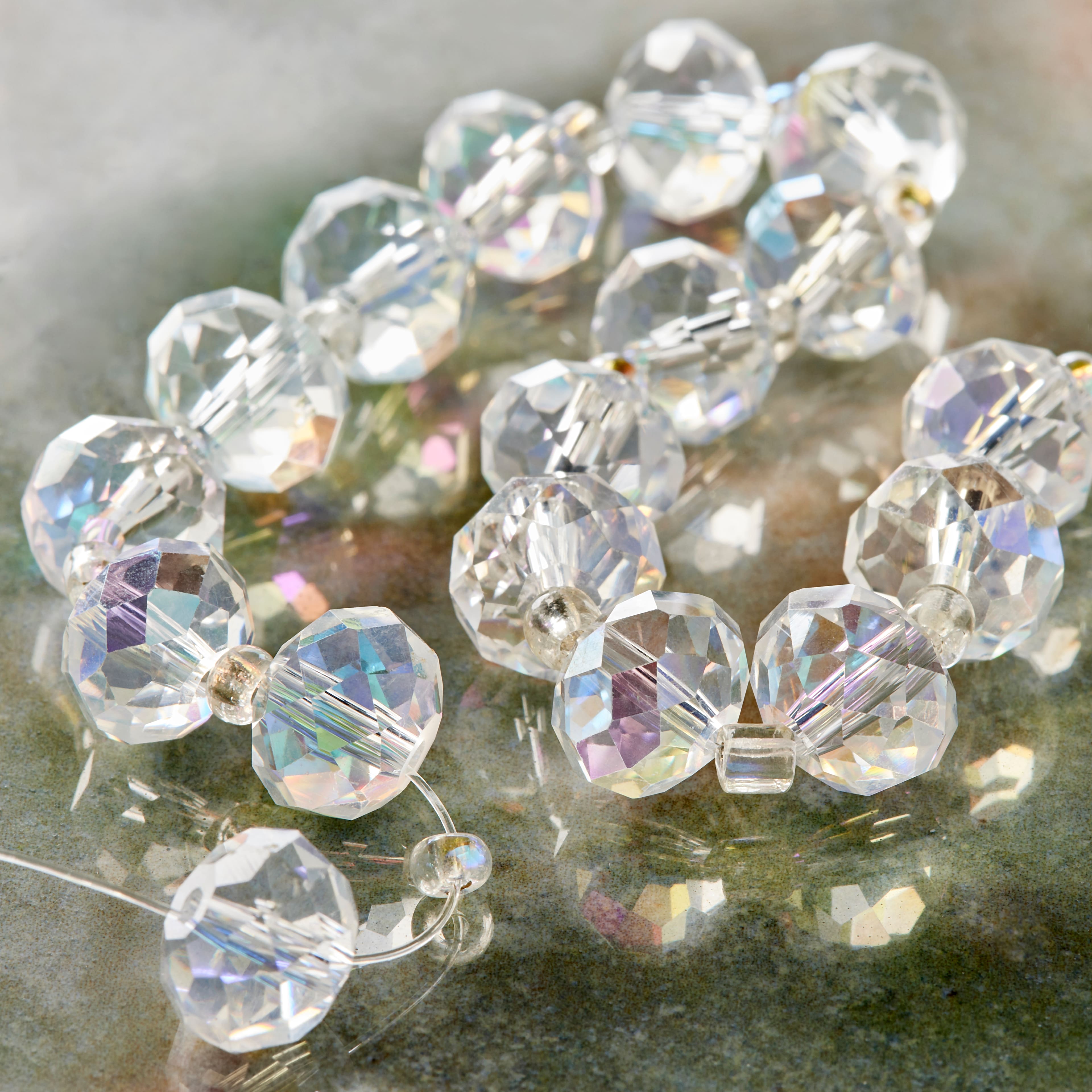 Crystal Faceted Glass Rondelle Beads, 12mm by Bead Landing&#x2122;