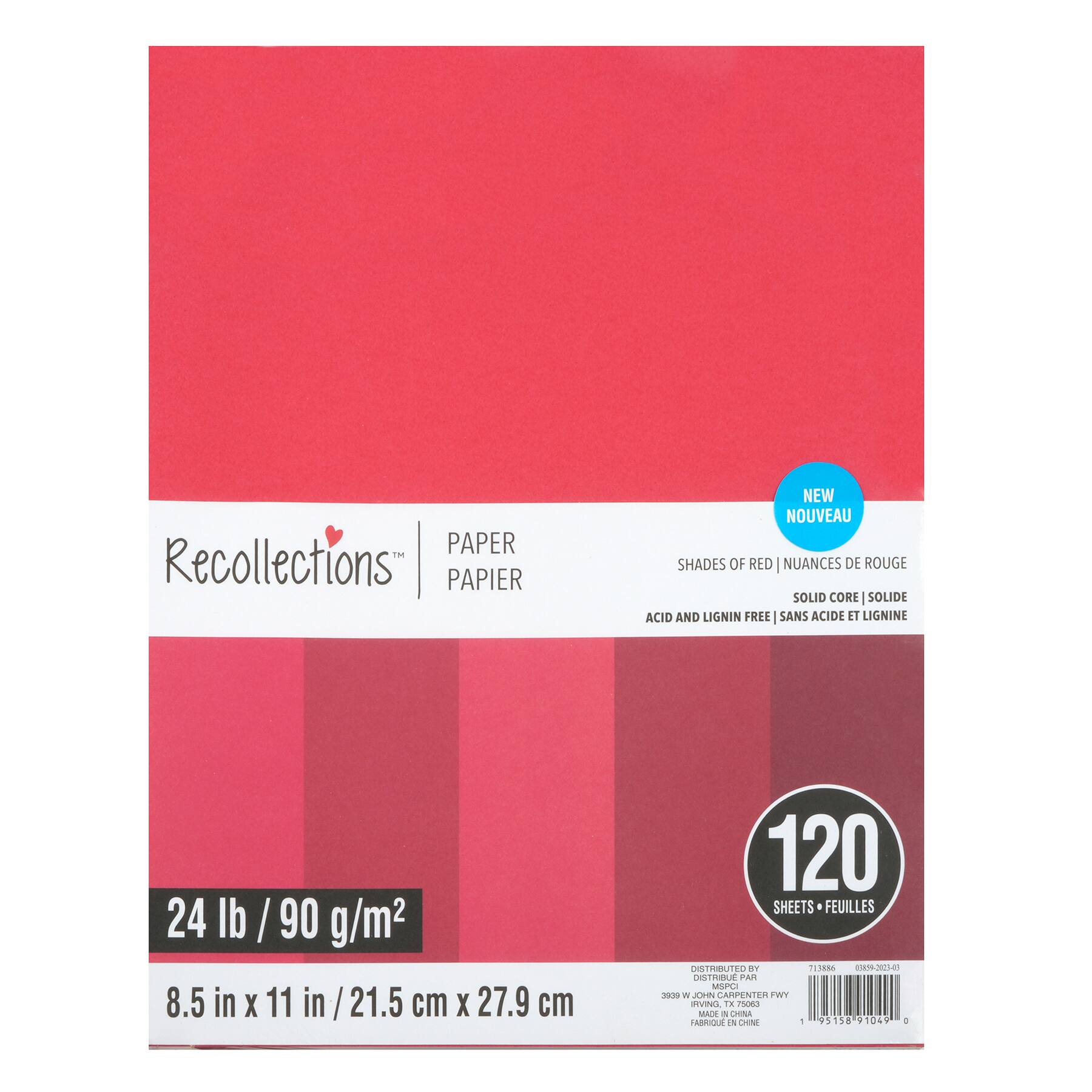 8.5" x 11" Mixed 24lb. Solid Core Paper Pack by Recollections™, 120 Sheets