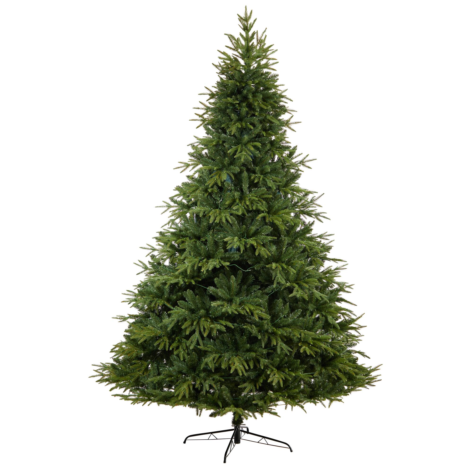 9ft. Pre-Lit Colorado Mountain Fir Natural Look Artificial Christmas Tree, White LED Lights