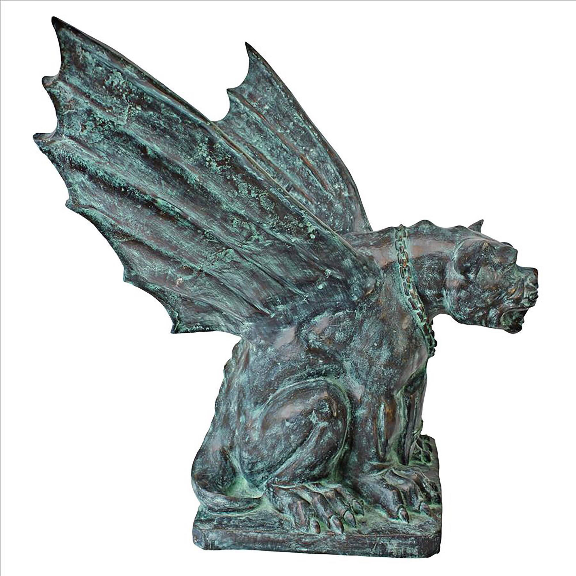 Design Toscano 22&#x22; Winged Gargoyle of Naples Bronze Garden Statue