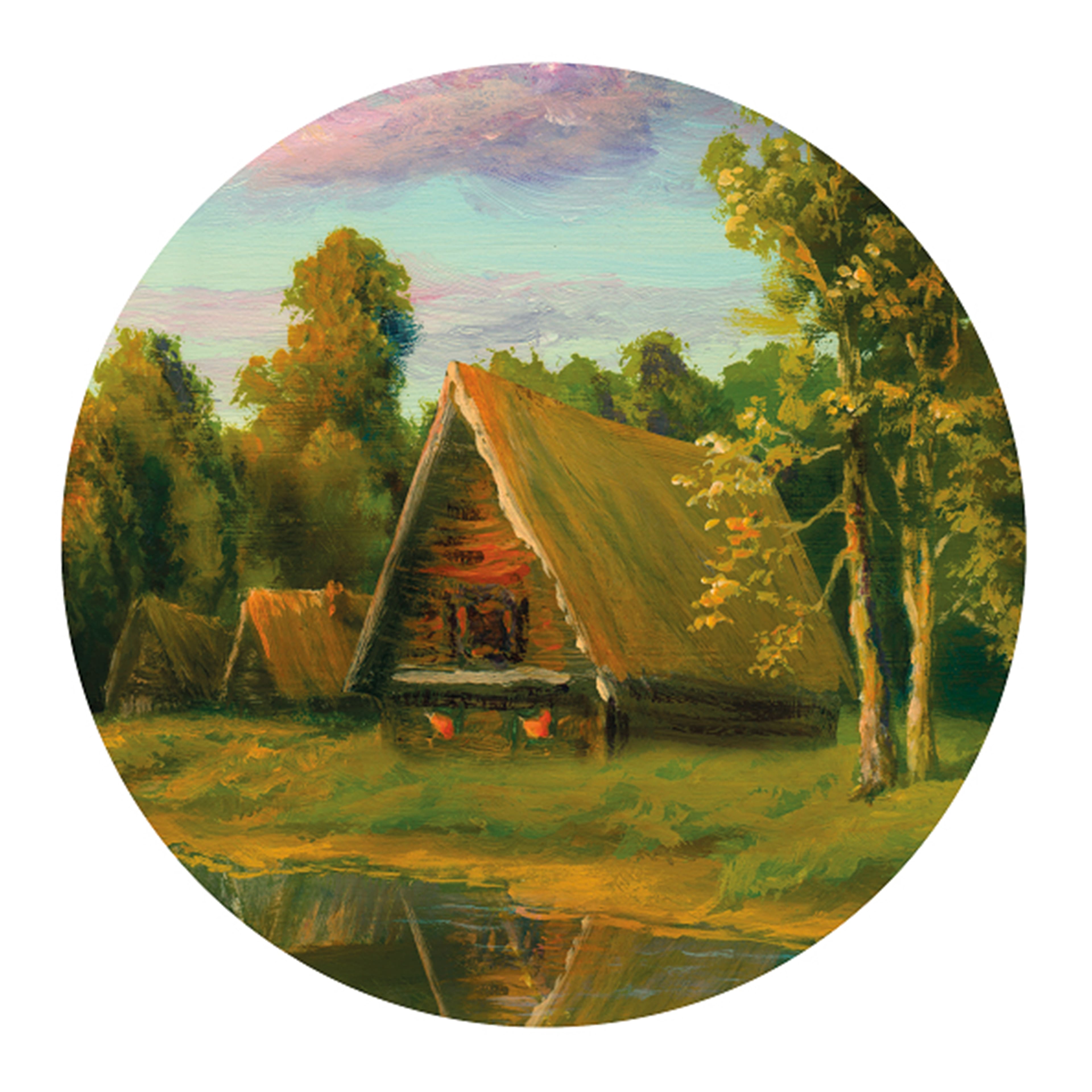 7" Lake & Cabin Round Canvas Painting Kit by Craft Smart®