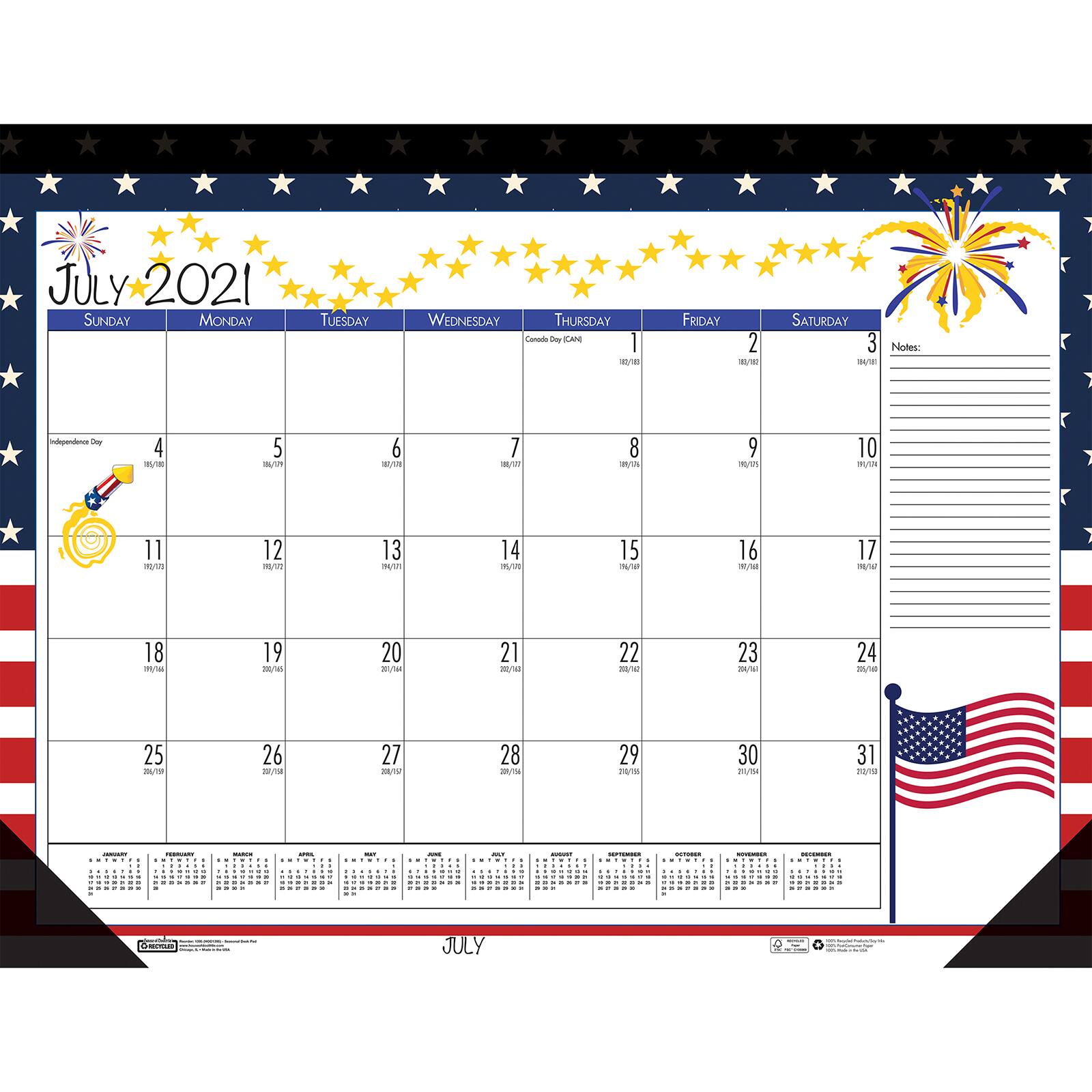 House of Doolittle 12-Month Seasonal Holiday Depictions Monthly Academic Deskpad Calendar