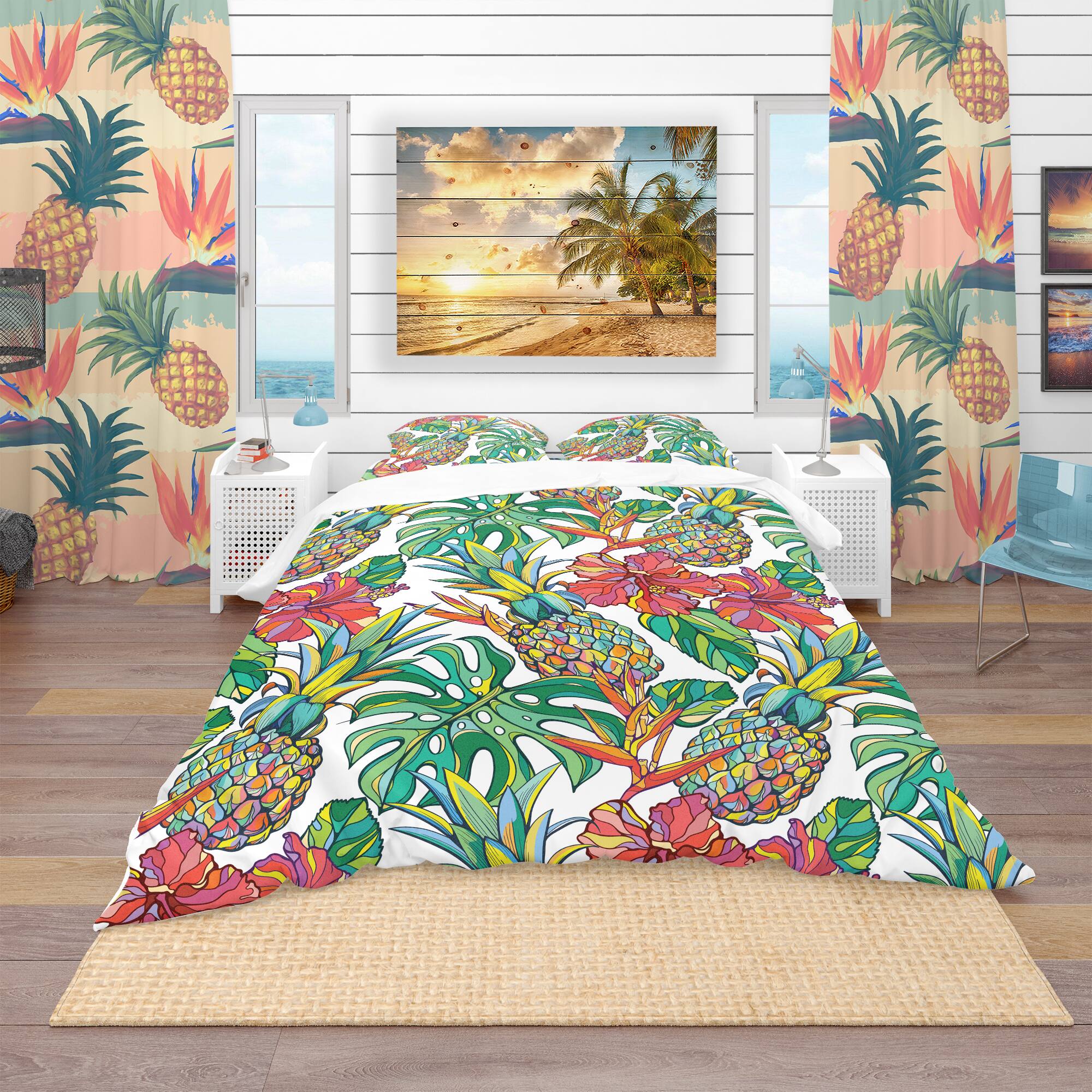 Designart 'Colorful Tropical Pattern' Tropical Bedding Set - Duvet Cover & Shams