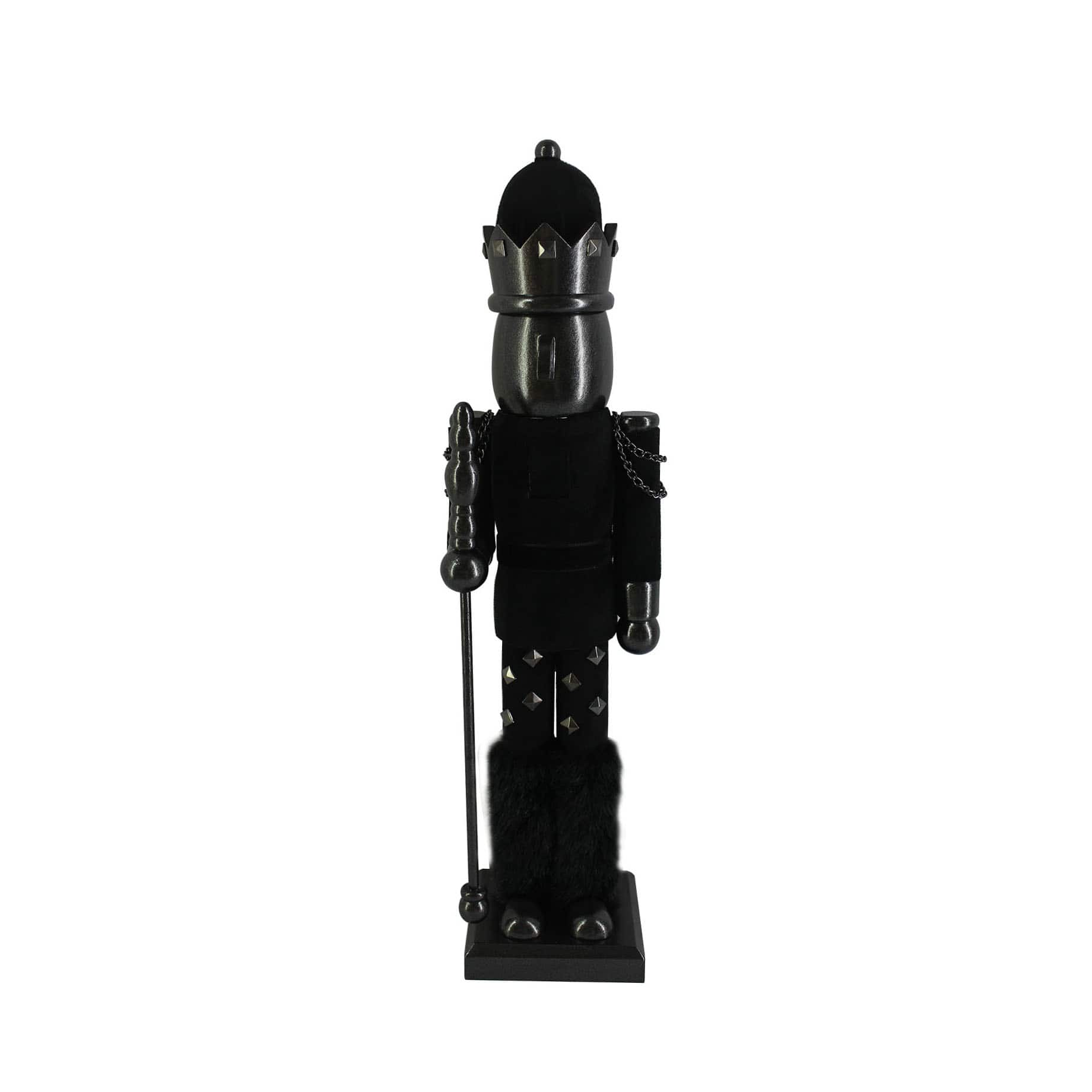 16&#x22; Black Wood Nutcracker with Staff by Ashland&#xAE;