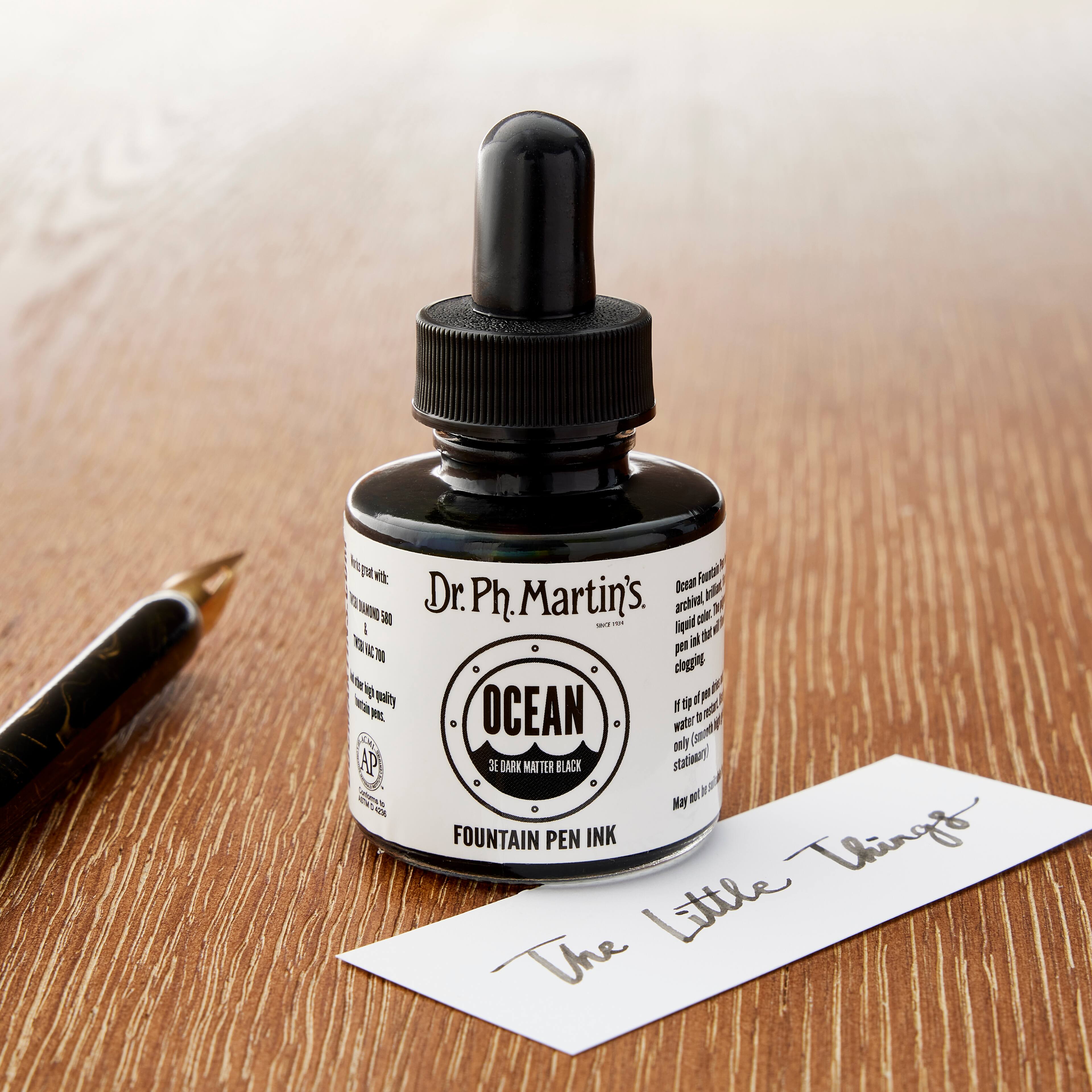 6 Pack: Dr. Ph. Martin&#x27;s&#xAE; Ocean 3E Dark Matter Black Fountain Pen Ink