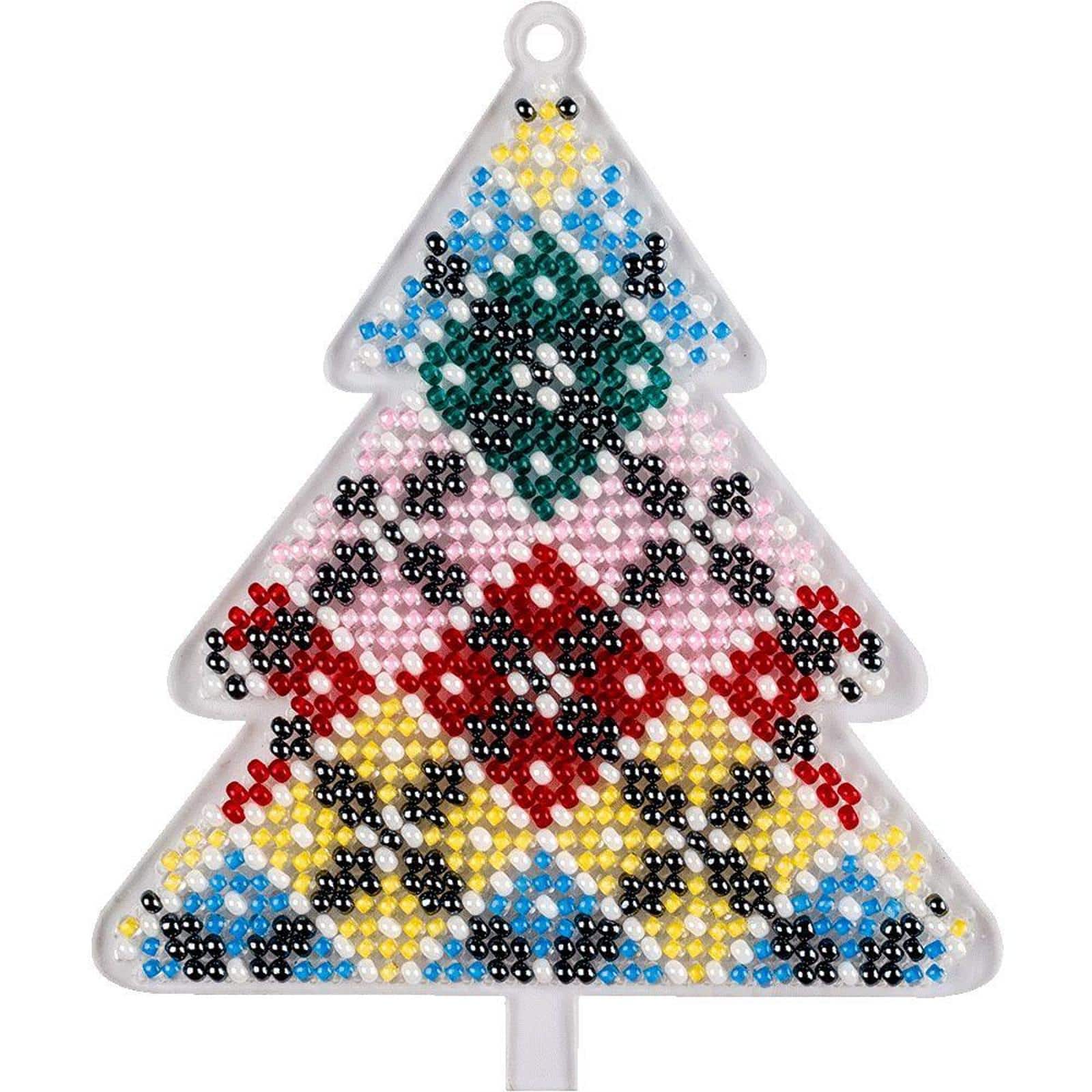 Wonderland Crafts Fair Isle Plaid Tree Ornament Bead Embroidery on Plastic Kit