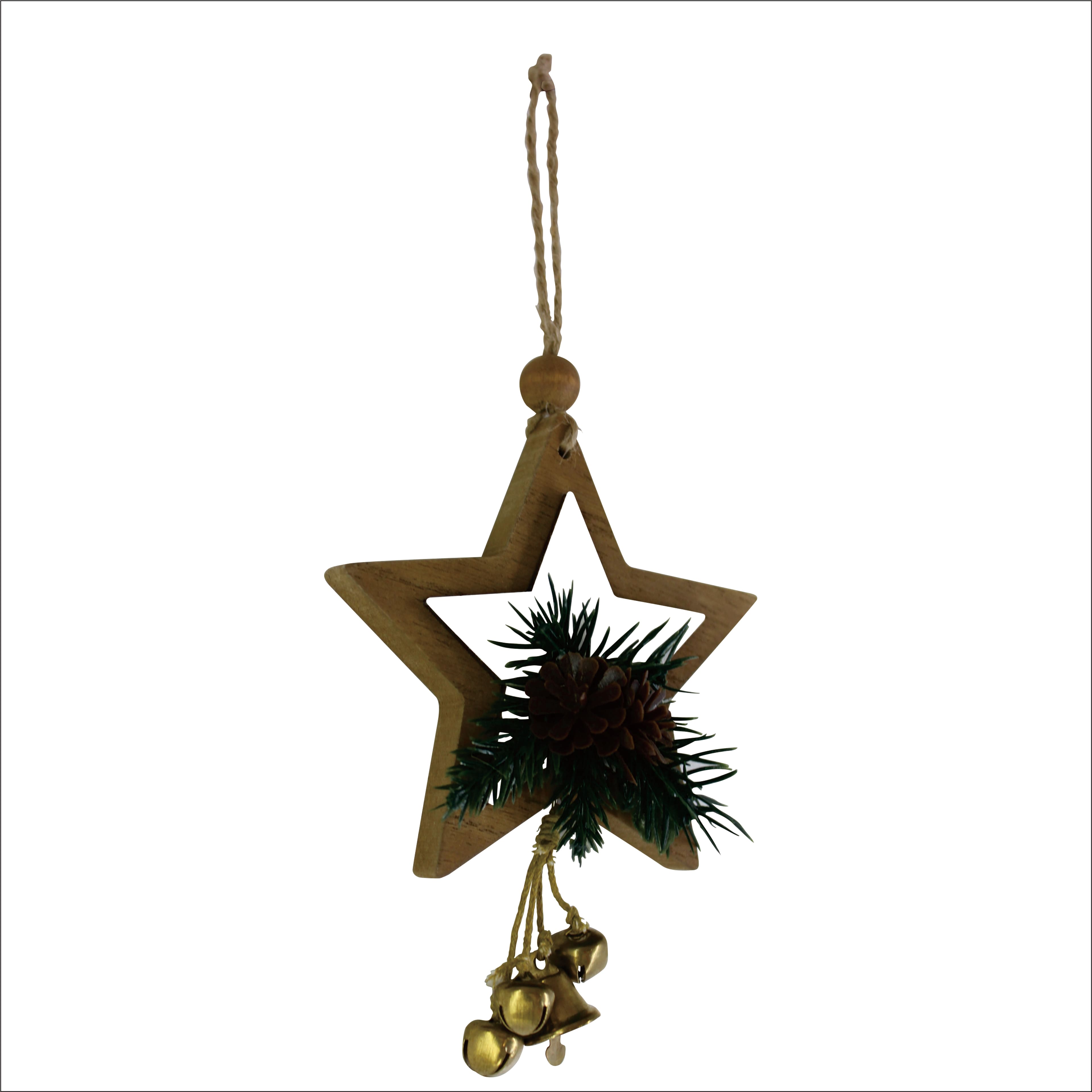 5&#x22; Star with Bells &#x26; Pine Ornament by Ashland&#xAE;