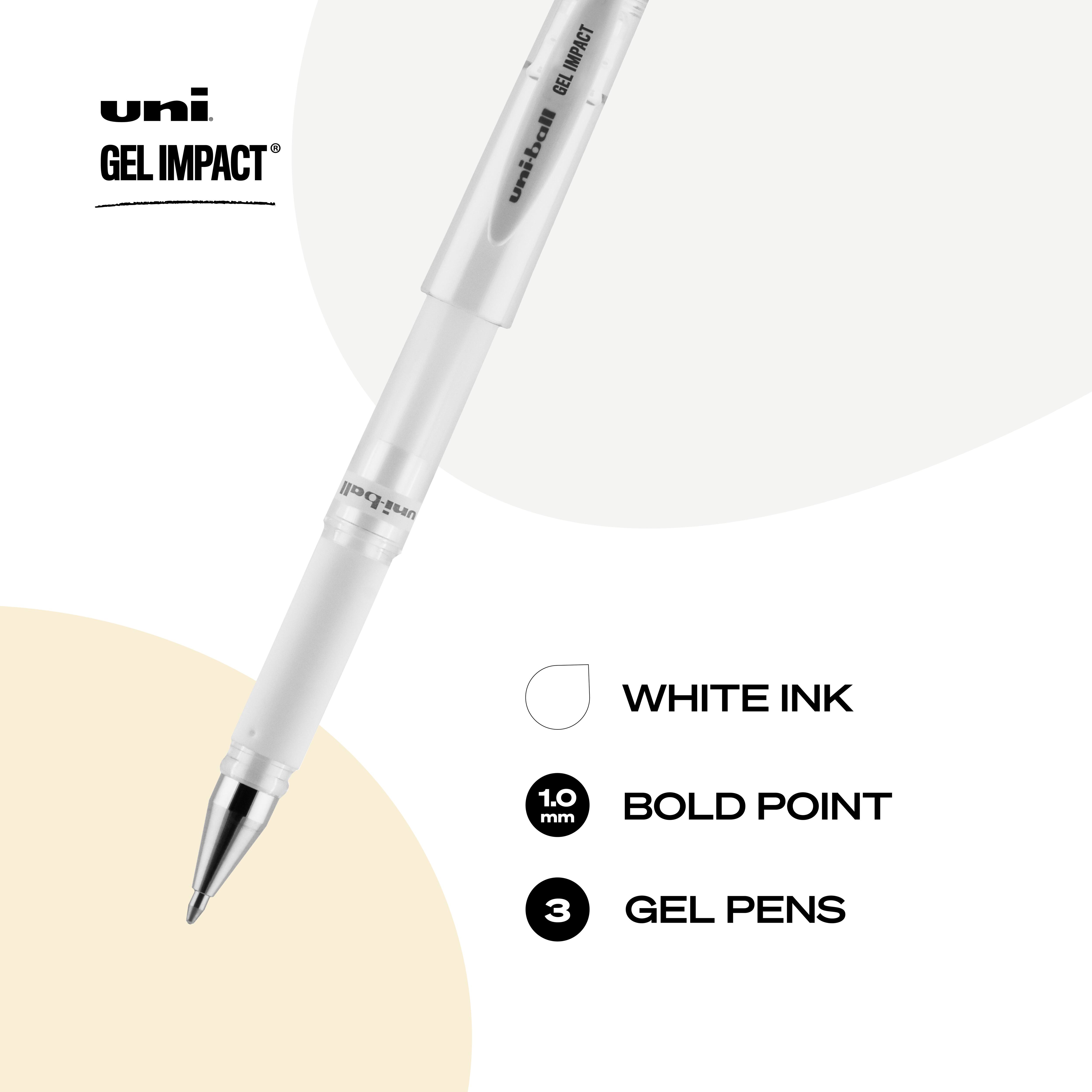 uniball&#x2122; GEL IMPACT 1mm White Gel Pens, 3ct.