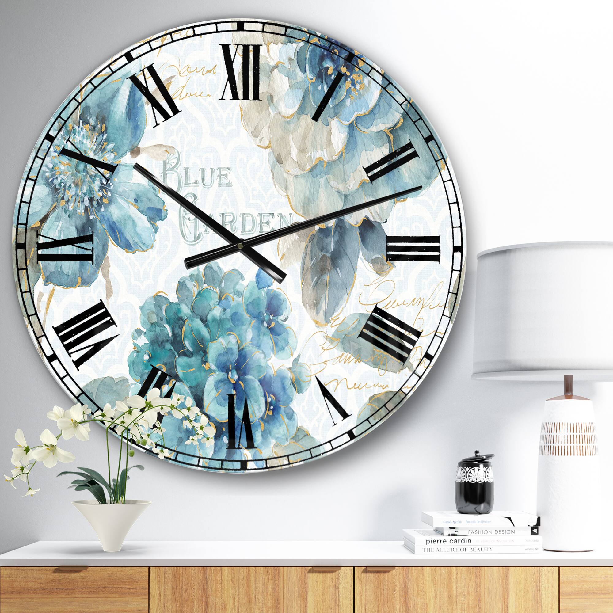 Designart 'My Greenhouse Cottage Flowers I Traditional Wall Clock