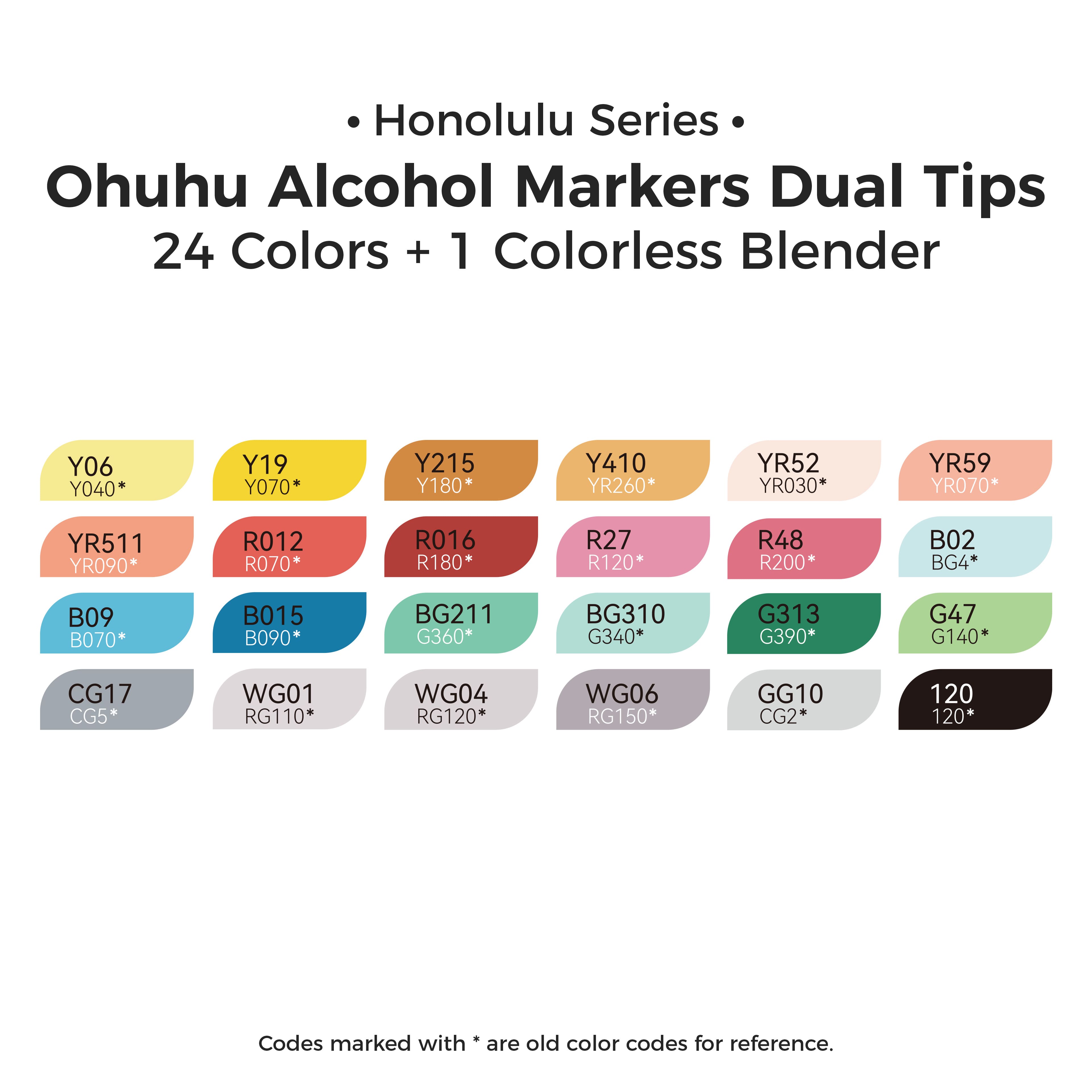 Ohuhu&#xAE; Honolulu 24 Color Basic Alcohol Markers
